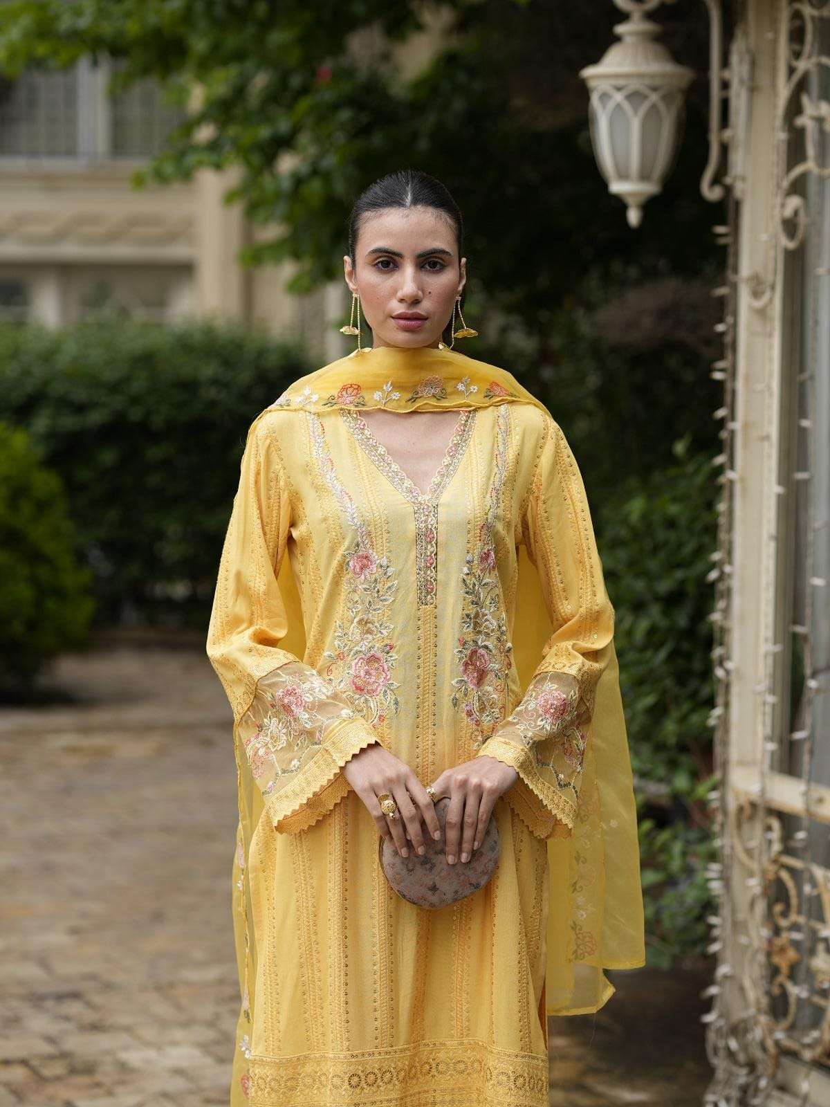 KASTURI SCHIFFLI STRAIGHT CUT KURTI PANT WITH DUPATTA BY AMARA FASHION 