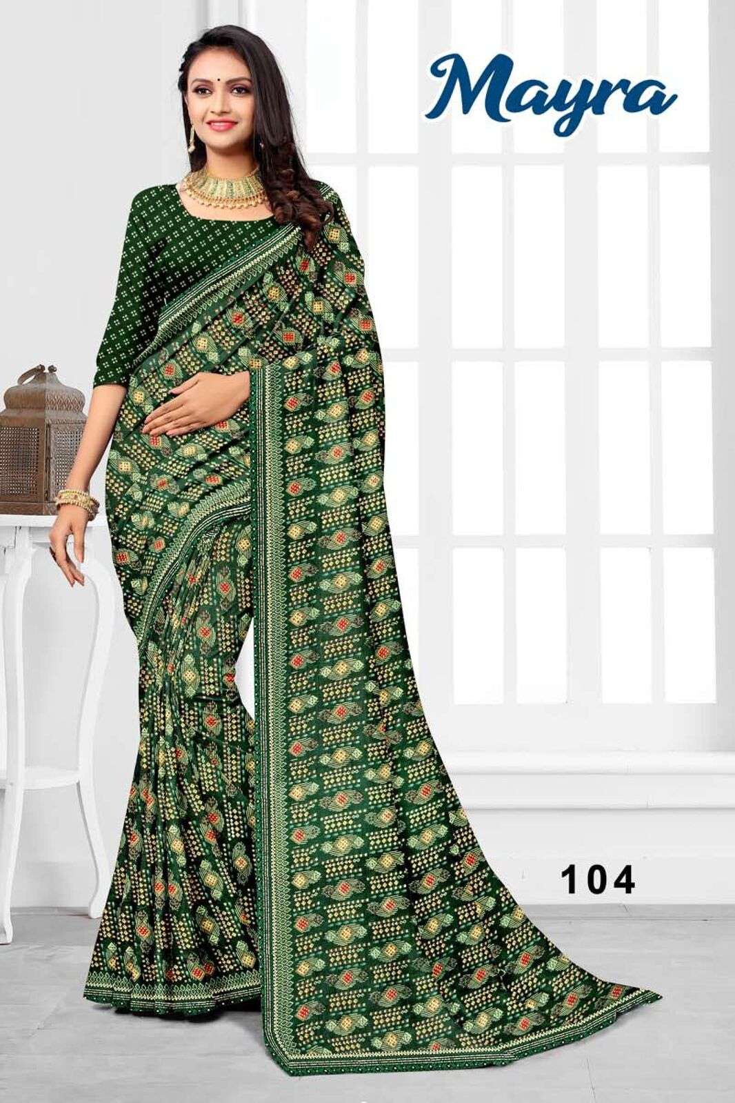 KAVYA BY TEXOFAB PRINTED RANIAL FABRIC REGULAR WORK LACE SAREES