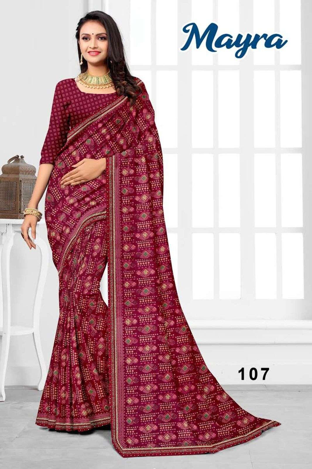 KAVYA BY TEXOFAB PRINTED RANIAL FABRIC REGULAR WORK LACE SAREES