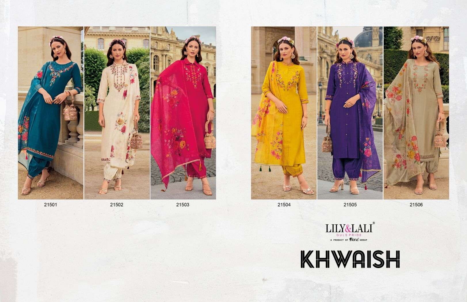 KHWAISH BY LILY & LALI EMBROIDERY WORK ON VISCOSE SILK KURTI & AFGHANI STYLE BOTTOM WITH TUSSEL LACE DUPATTA 