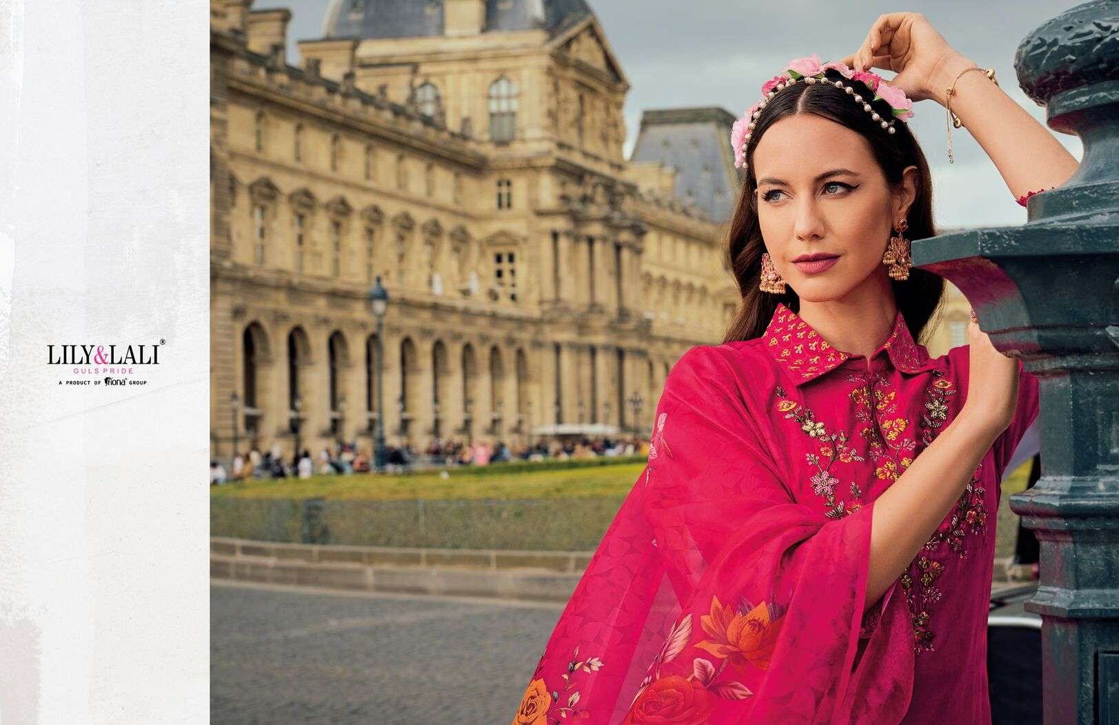 KHWAISH BY LILY & LALI EMBROIDERY WORK ON VISCOSE SILK KURTI & AFGHANI STYLE BOTTOM WITH TUSSEL LACE DUPATTA 