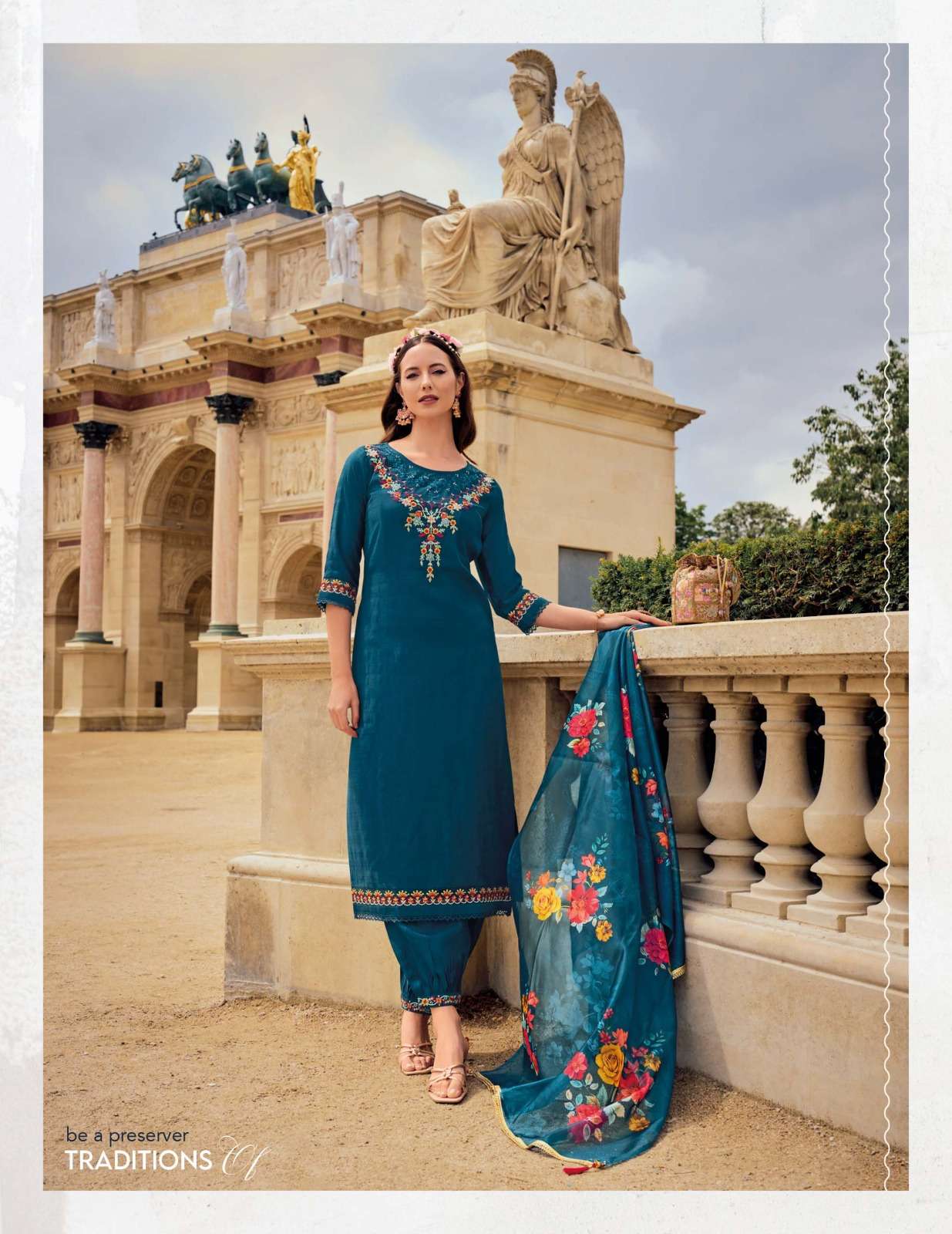 KHWAISH DESIGN NO- 21501 BY LILY & LALI EMBROIDERY LACE ON VISCOSE SILK KURTI & AFGHANI STYLE BOTTOM WITH TUSSEL DUPATTA  