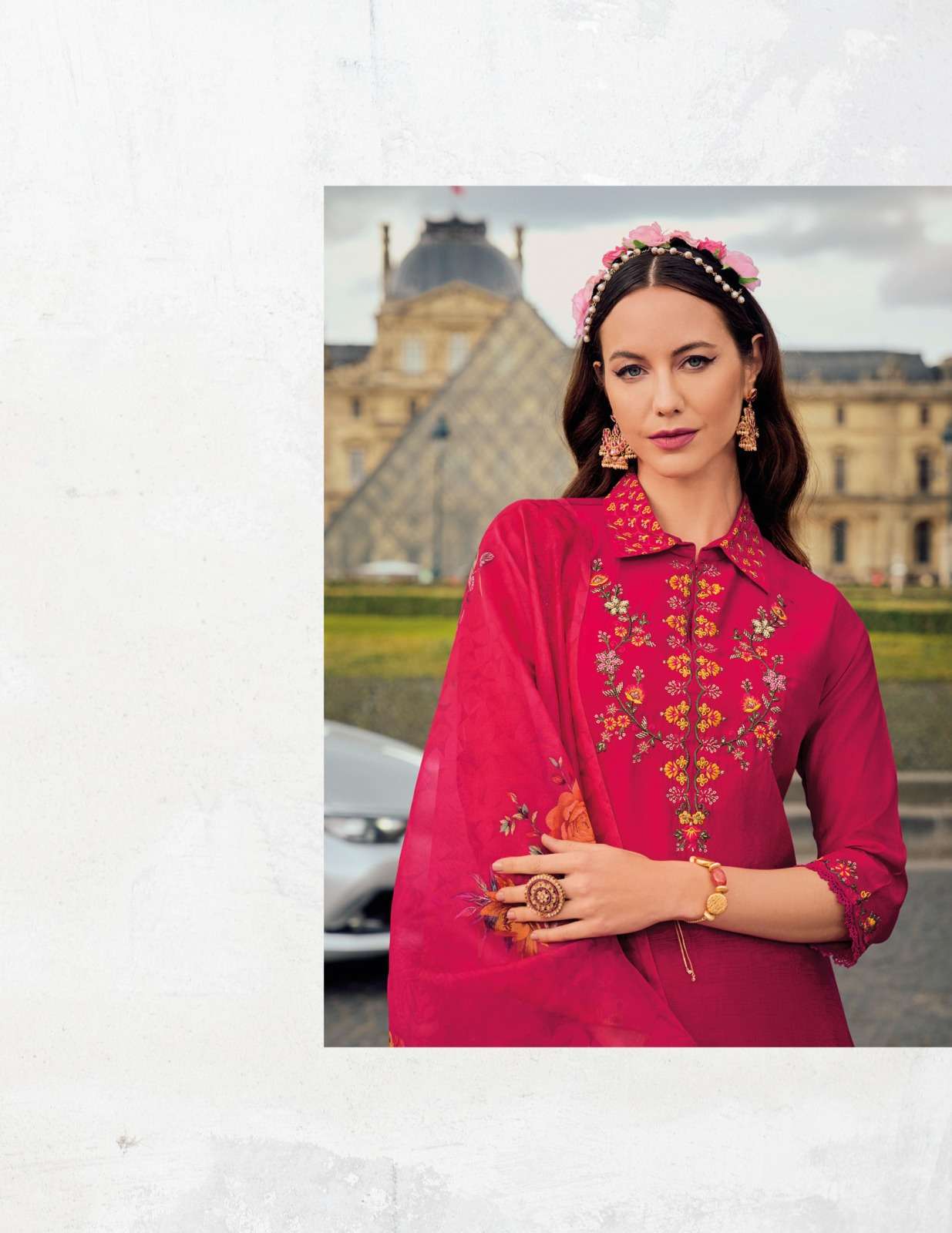 KHWAISH DESIGN NO- 21503 BY LILY & LALI EMBROIDERY LACE ON VISCOSE SILK KURTI & AFGHANI STYLE BOTTOM WITH TUSSEL DUPATTA  