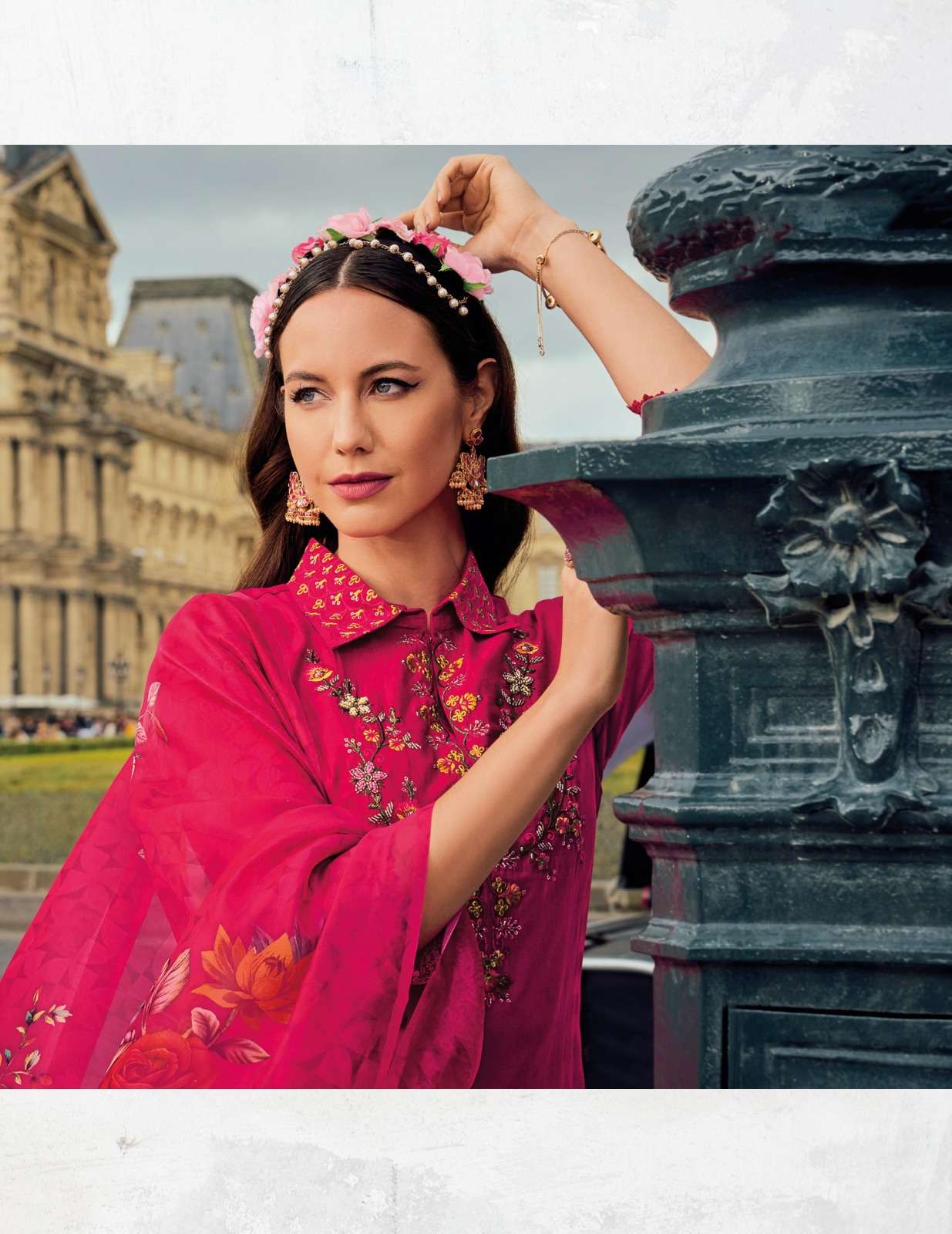 KHWAISH DESIGN NO- 21503 BY LILY & LALI EMBROIDERY LACE ON VISCOSE SILK KURTI & AFGHANI STYLE BOTTOM WITH TUSSEL DUPATTA  