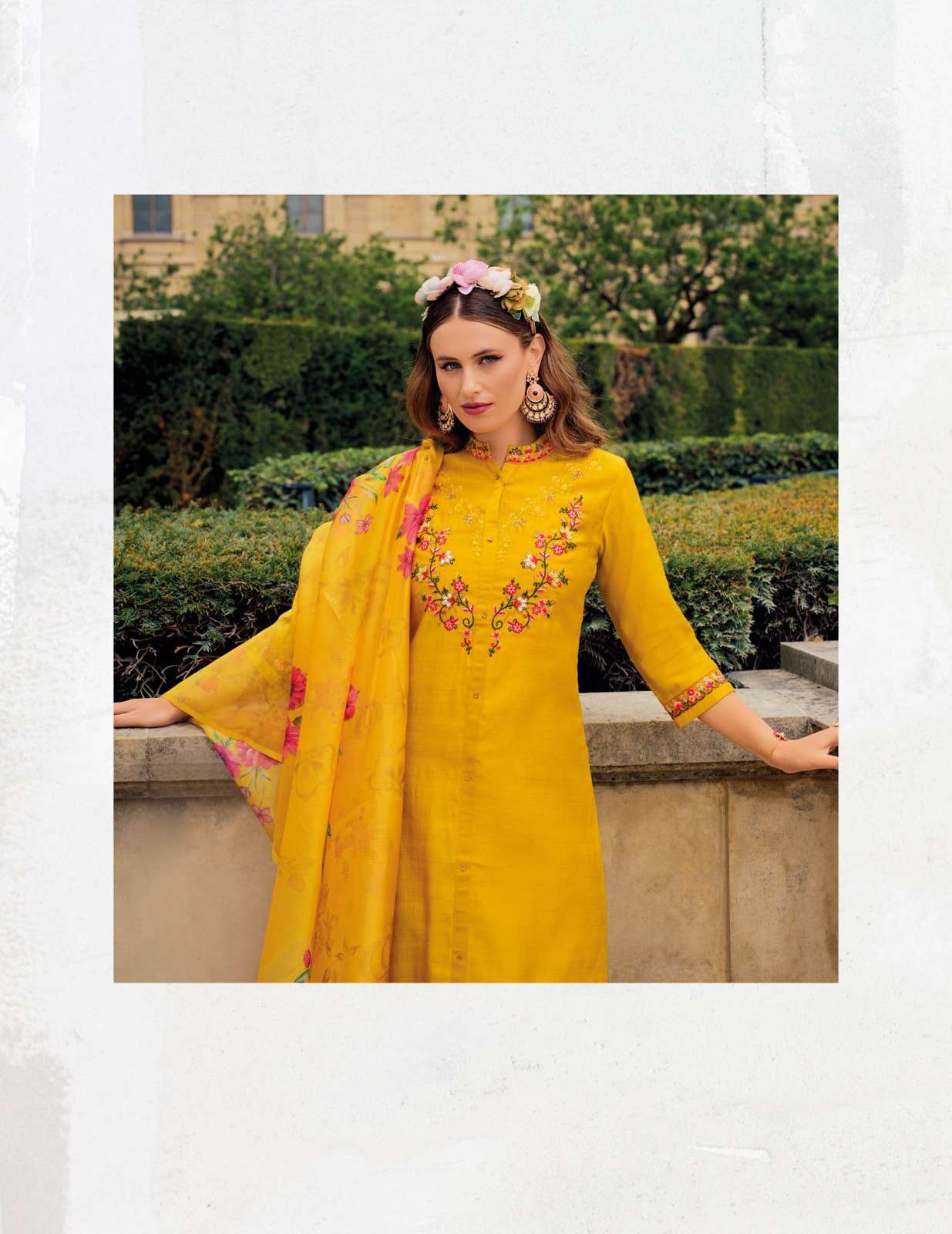 KHWAISH DESIGN NO- 21504 BY LILY & LALI EMBROIDERY LACE ON VISCOSE SILK KURTI & AFGHANI STYLE BOTTOM WITH TUSSEL DUPATTA  