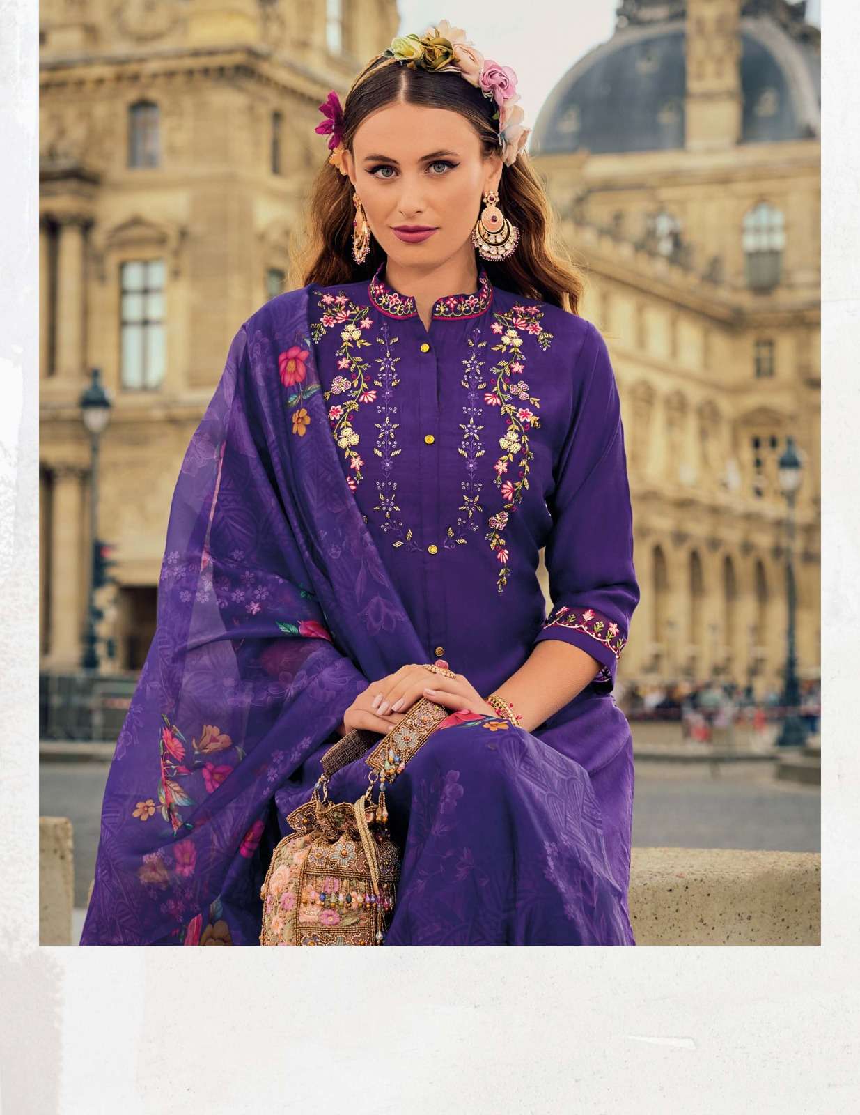 KHWAISH DESIGN NO- 21505 BY LILY & LALI EMBROIDERY LACE ON VISCOSE SILK KURTI & AFGHANI STYLE BOTTOM WITH TUSSEL DUPATTA  