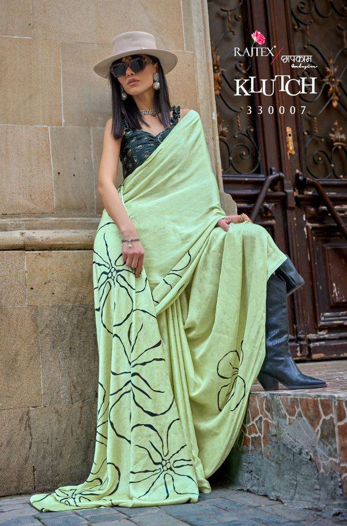 KLUTCH BY RAJTEX JAPAN STYLISH SATIN PRINT SAREES 