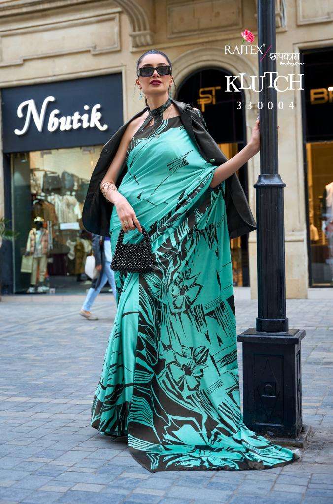 KLUTCH BY RAJTEX JAPAN STYLISH SATIN PRINT SAREES 