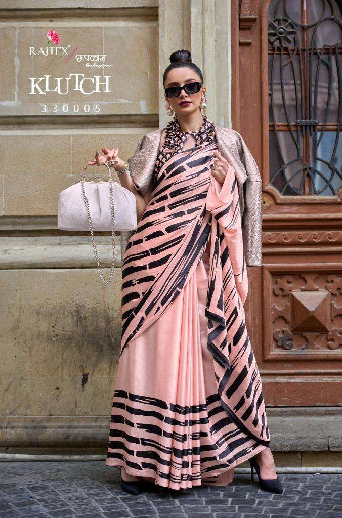 KLUTCH BY RAJTEX JAPAN STYLISH SATIN PRINT SAREES 