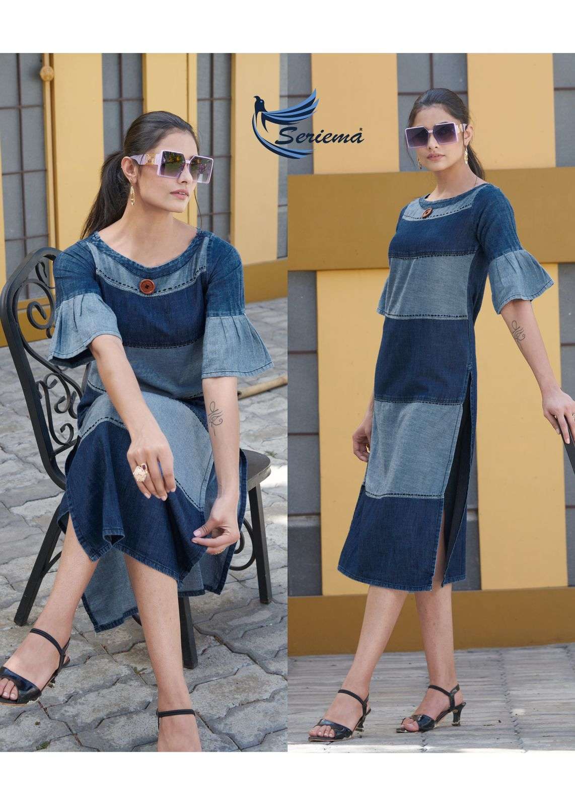 KUMB CAPTURE VOL-6 BY SERIMA DIFFERENT SHADES OF DENIM WITH AARI HAND WORK 