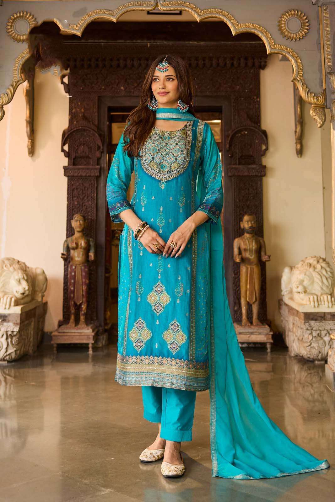 KURTI PANT WITH DUPATTA DESIGN NO-9322 BY ANJU FABRICS PURE SOFT ORGANZA WITH HIGHLIGHT WORK 