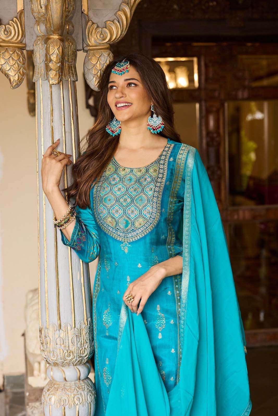 KURTI PANT WITH DUPATTA DESIGN NO-9322 BY ANJU FABRICS PURE SOFT ORGANZA WITH HIGHLIGHT WORK 