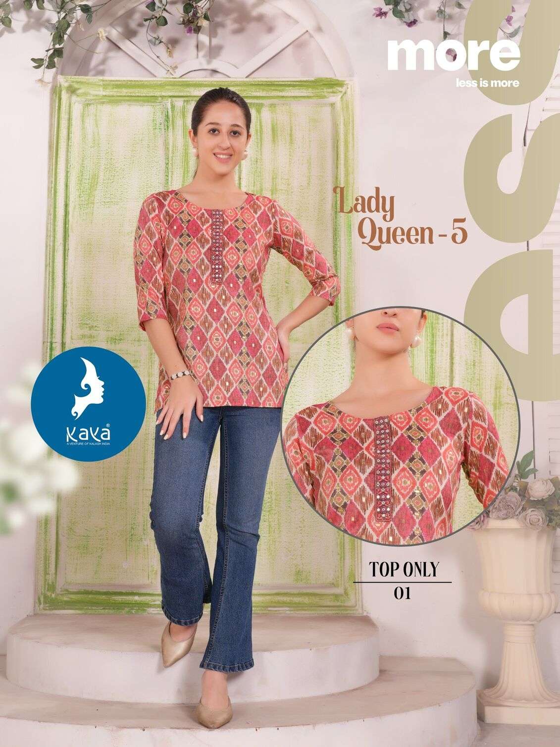 LADY QUEEN VOL-5 BY KAYA KURTI CAPSULE PRINT CASUAL WEAR PRINTED SHORT TOP 