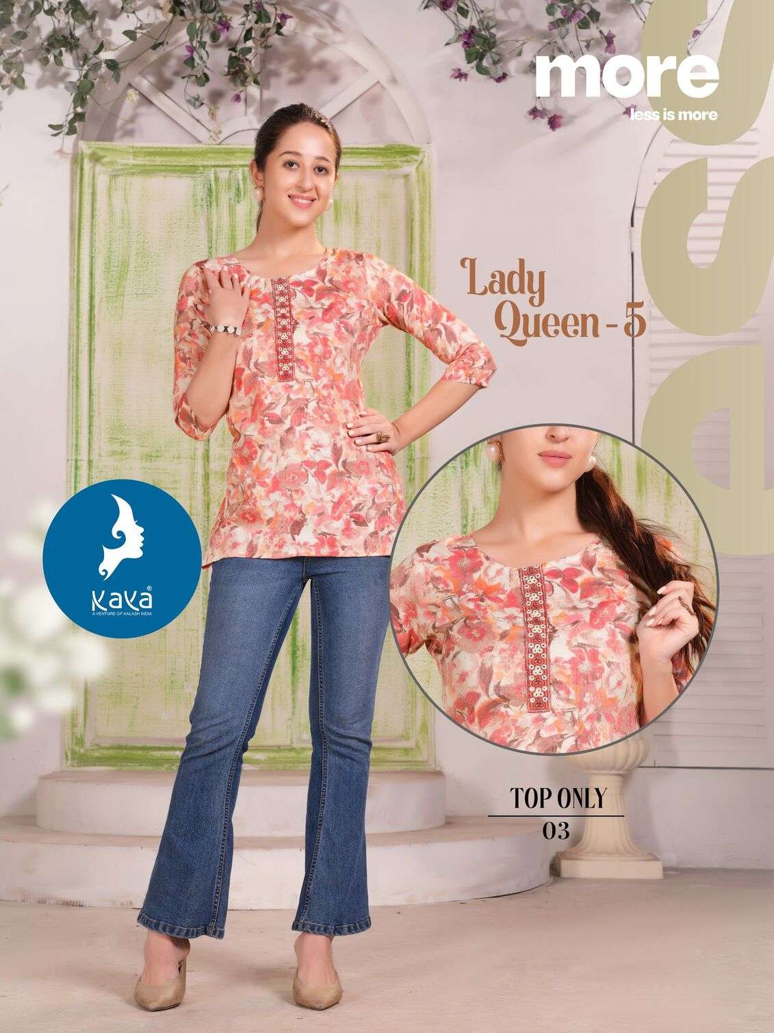 LADY QUEEN VOL-5 BY KAYA KURTI CAPSULE PRINT CASUAL WEAR PRINTED SHORT TOP 