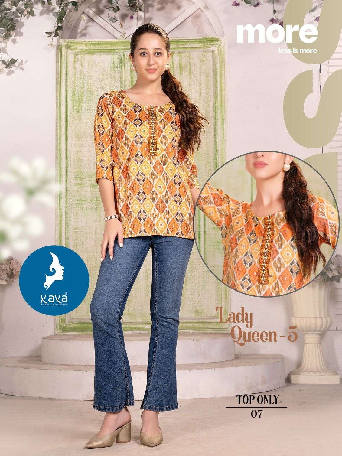 LADY QUEEN VOL-5 BY KAYA KURTI CAPSULE PRINT CASUAL WEAR PRINTED SHORT TOP 