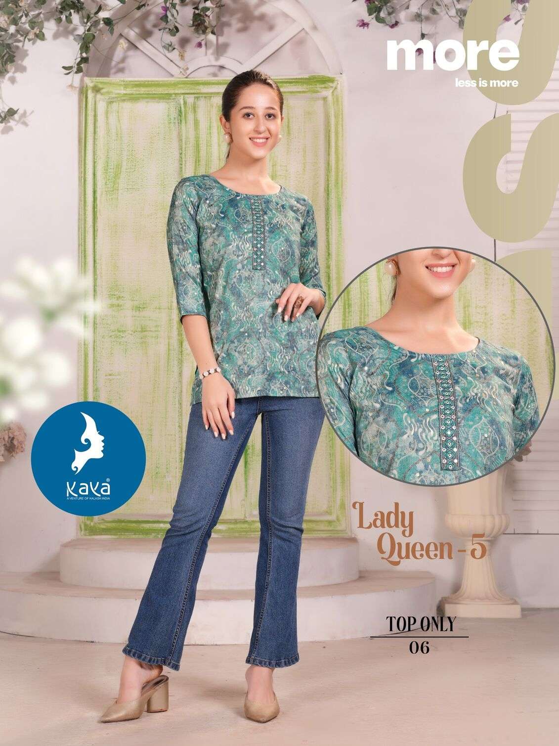 LADY QUEEN VOL-5 BY KAYA KURTI CAPSULE PRINT CASUAL WEAR PRINTED SHORT TOP 