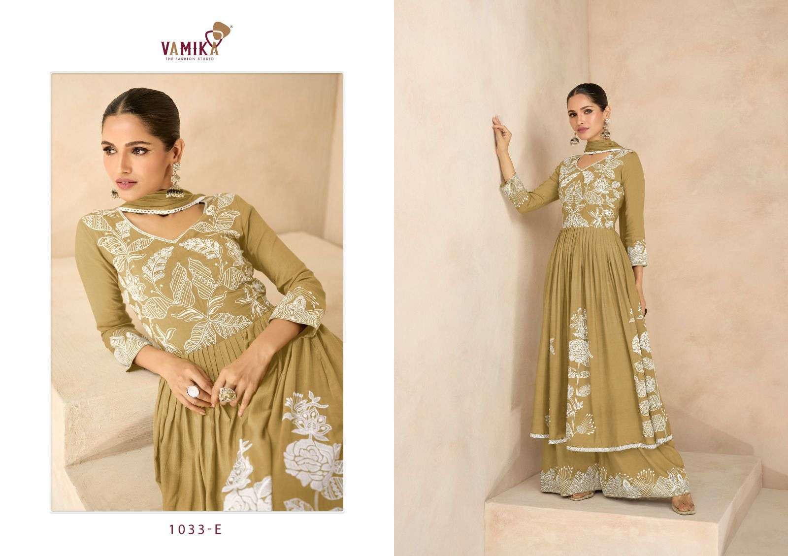 LAKHNAVI VOL-6 SUPER HIT BY VAMIKA HEAVY RAYON EMBROIDERY KURTI PLAZO DUPATTA WITH WHITE THREAD WORK 