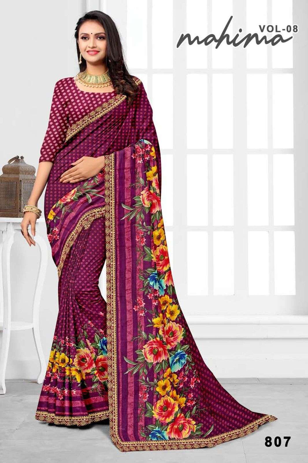 MAHIMA BY TEXOFAB CLASSIC RANIAL FABRIC PRINTED SAREES FOR EVERYDAY ELEGANCE.