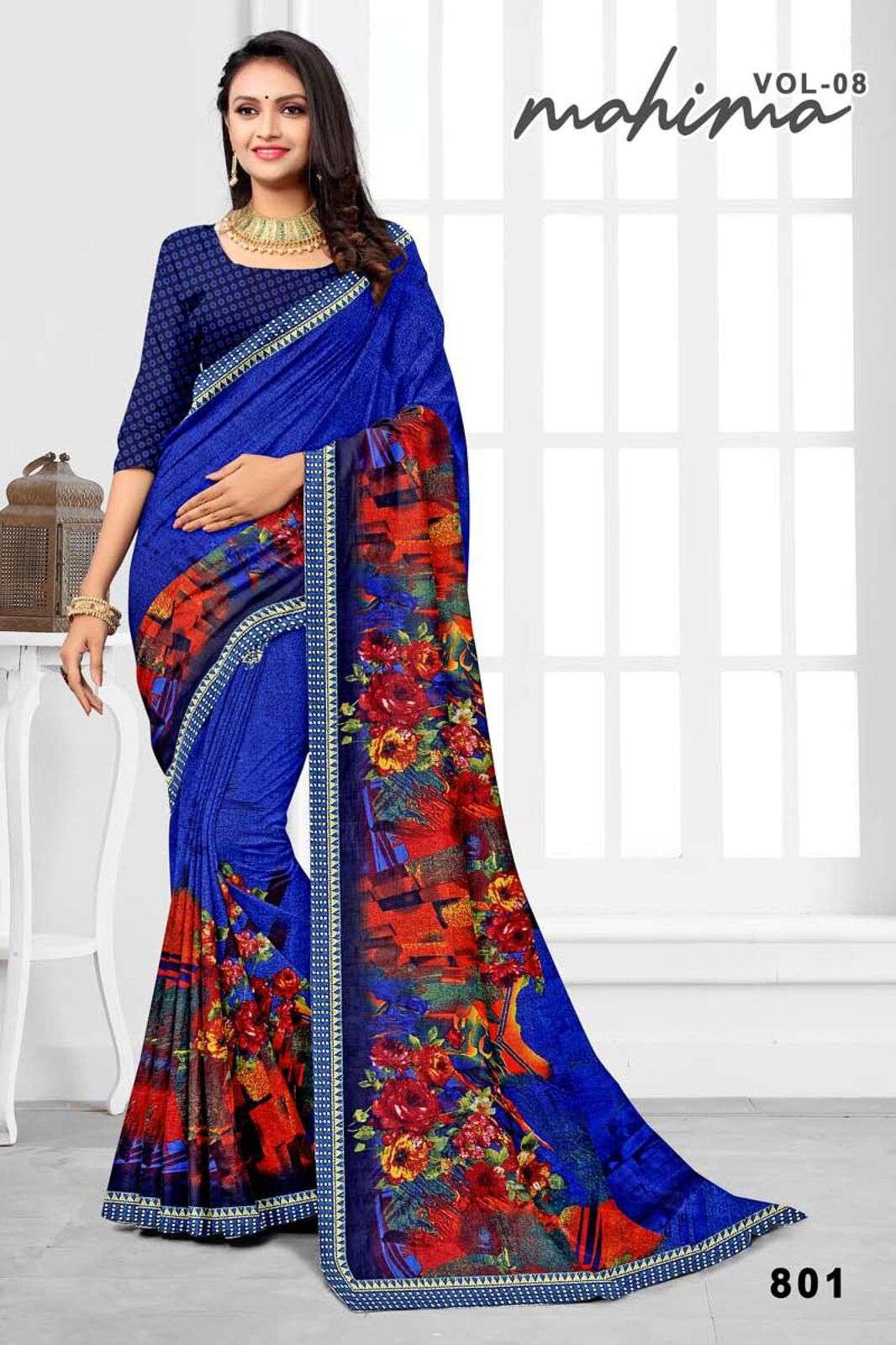 MAHIMA BY TEXOFAB CLASSIC RANIAL FABRIC PRINTED SAREES FOR EVERYDAY ELEGANCE.