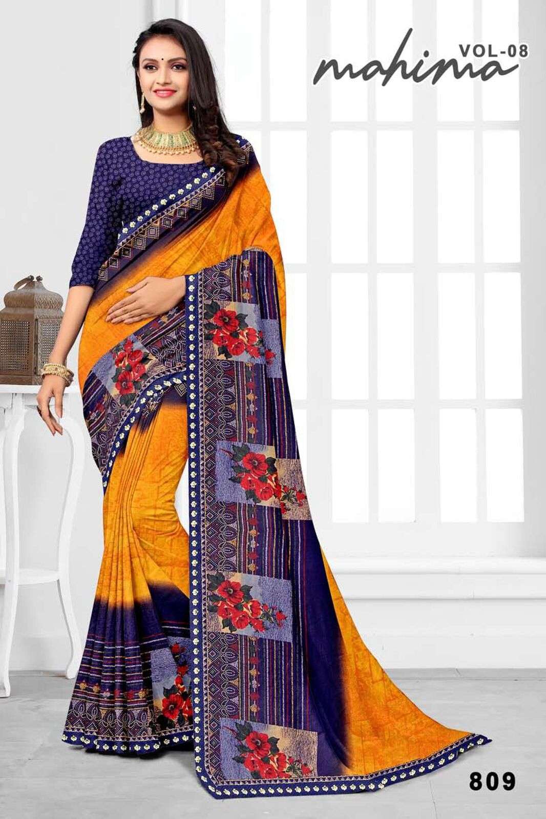 MAHIMA BY TEXOFAB CLASSIC RANIAL FABRIC PRINTED SAREES FOR EVERYDAY ELEGANCE.