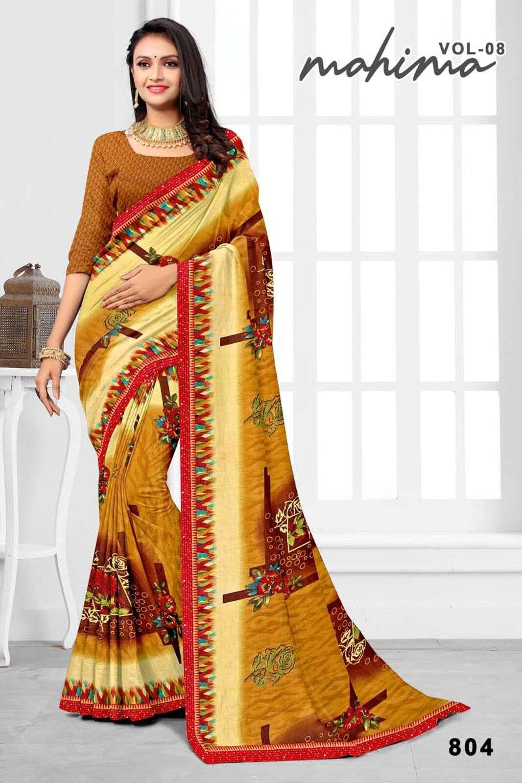 MAHIMA BY TEXOFAB CLASSIC RANIAL FABRIC PRINTED SAREES FOR EVERYDAY ELEGANCE.