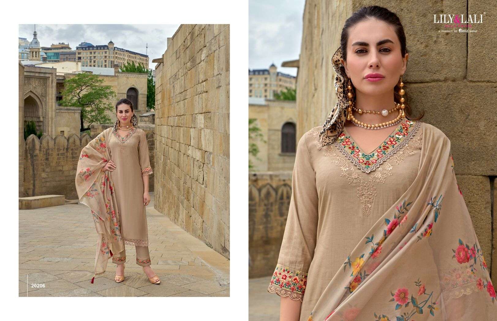 MAHRA BY LILY & LALI VISCOSE FABRIC EMBROIDERY KURTI PANT WITH PRINTED DUPATTA 