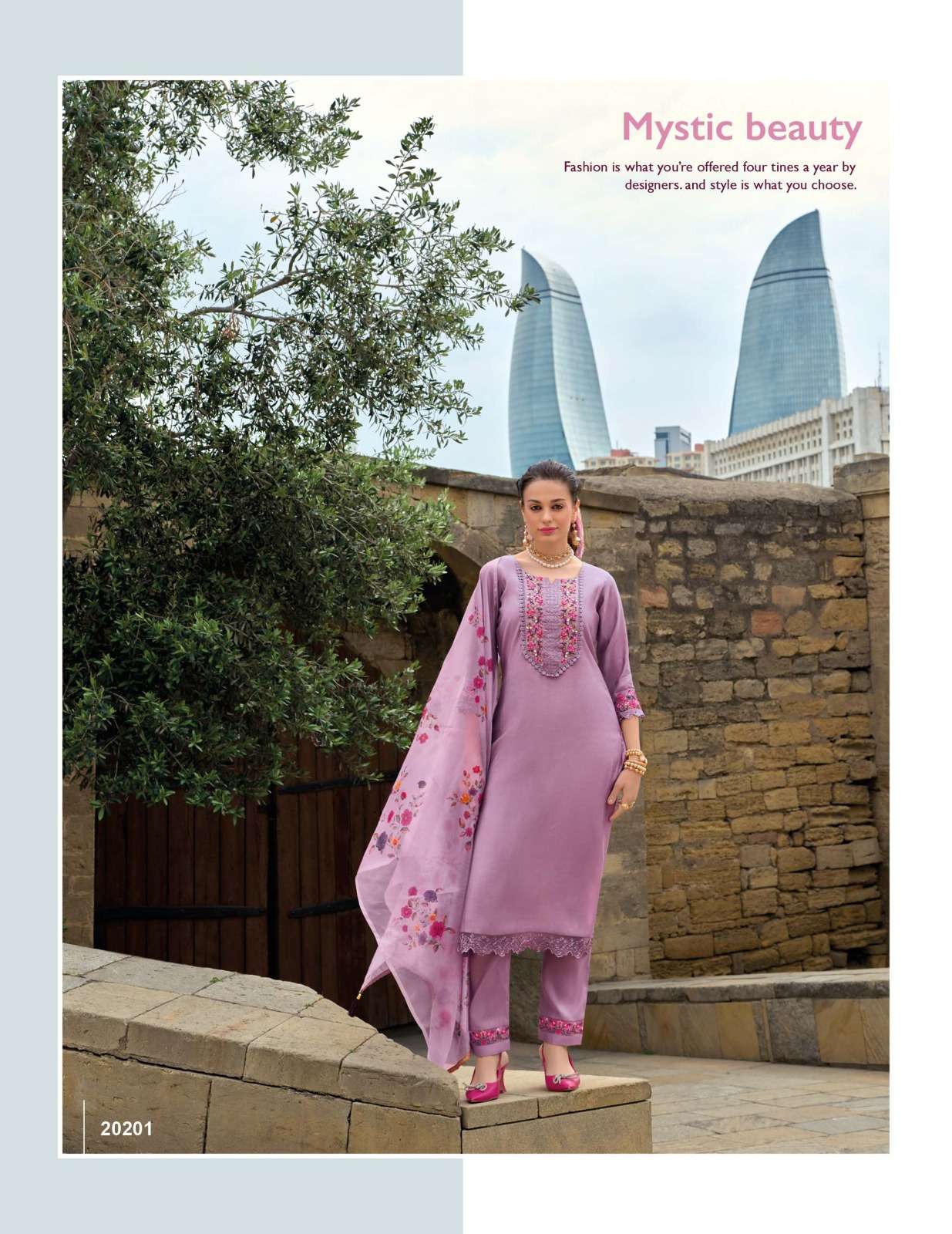 MAHRA DESIGN NO-20201 BY LILY & LALI VISCOSE FABRIC EMBROIDERY KURTI PANT WITH PRINTED DUPATTA  