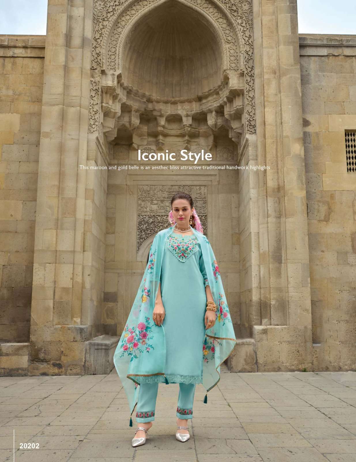 MAHRA DESIGN NO-20202 BY LILY & LALI VISCOSE FABRIC EMBROIDERY KURTI PANT WITH PRINTED DUPATTA  