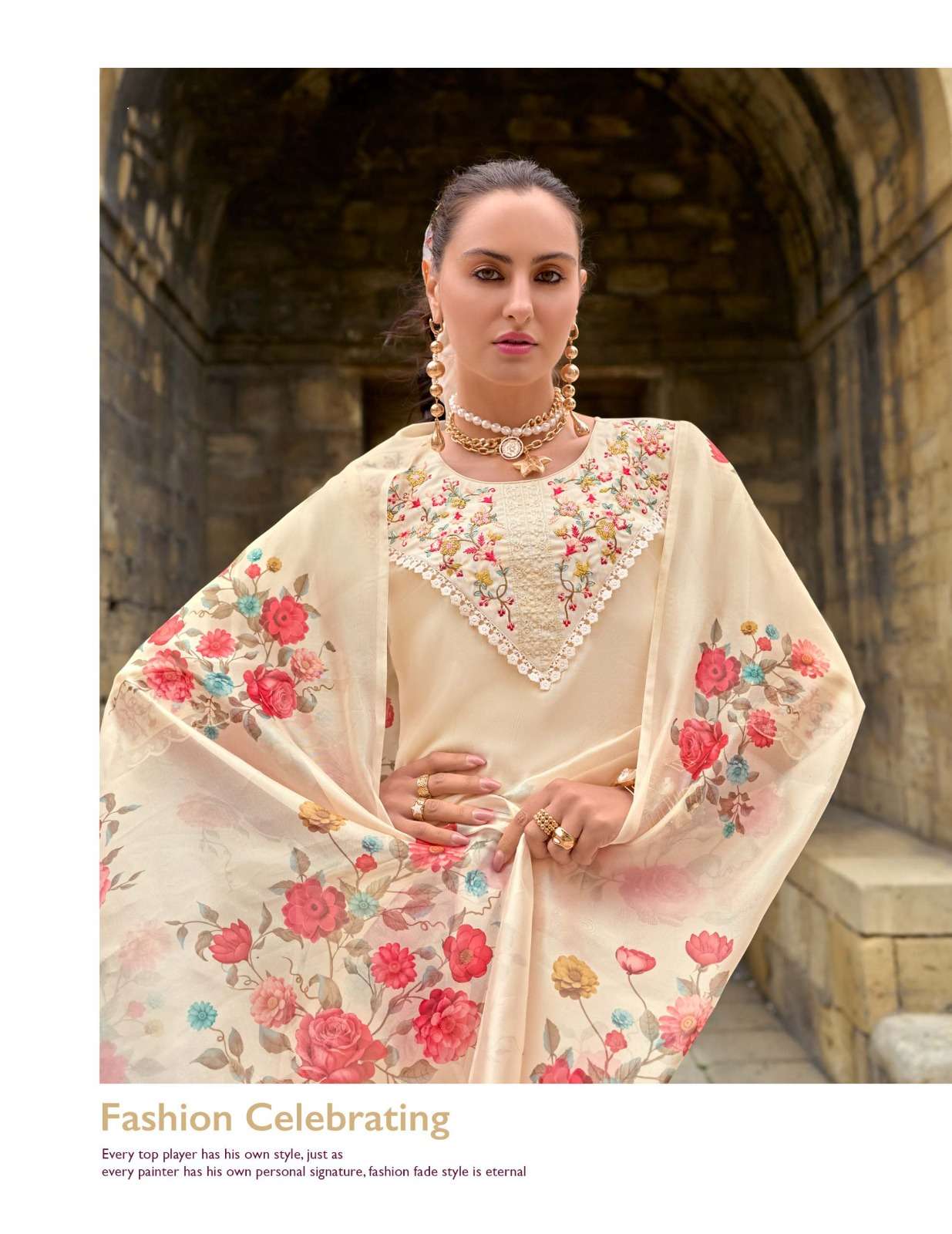 MAHRA DESIGN NO-20204 BY LILY & LALI VISCOSE FABRIC EMBROIDERY KURTI PANT WITH PRINTED DUPATTA  