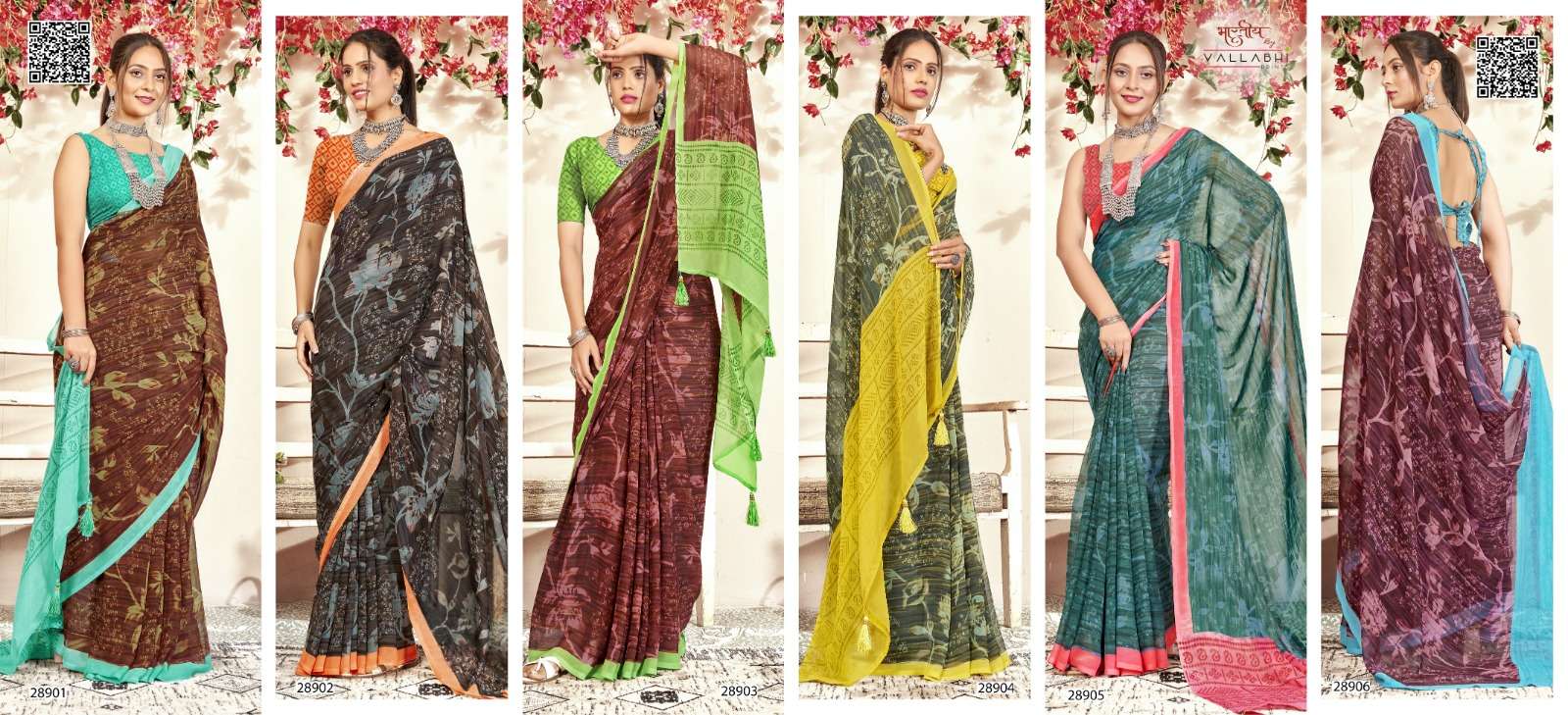 MANASVI VOL-6 BY VALLABHI GEORGETTE FABRIC PRINTED CASUAL WEAR SAREES 