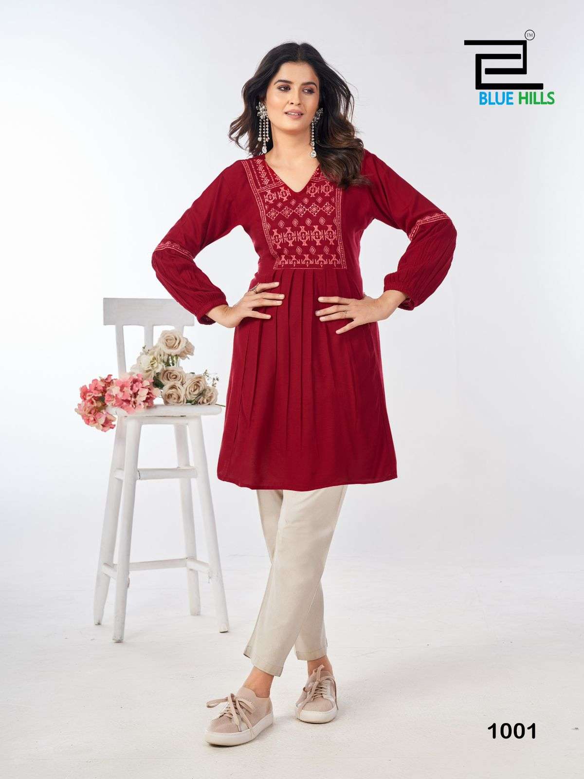 MANU BHAKER BY BLUE HILLS RAYON FABRIC WITH RINKLE WORK TOUCH SHORT TUNICS 