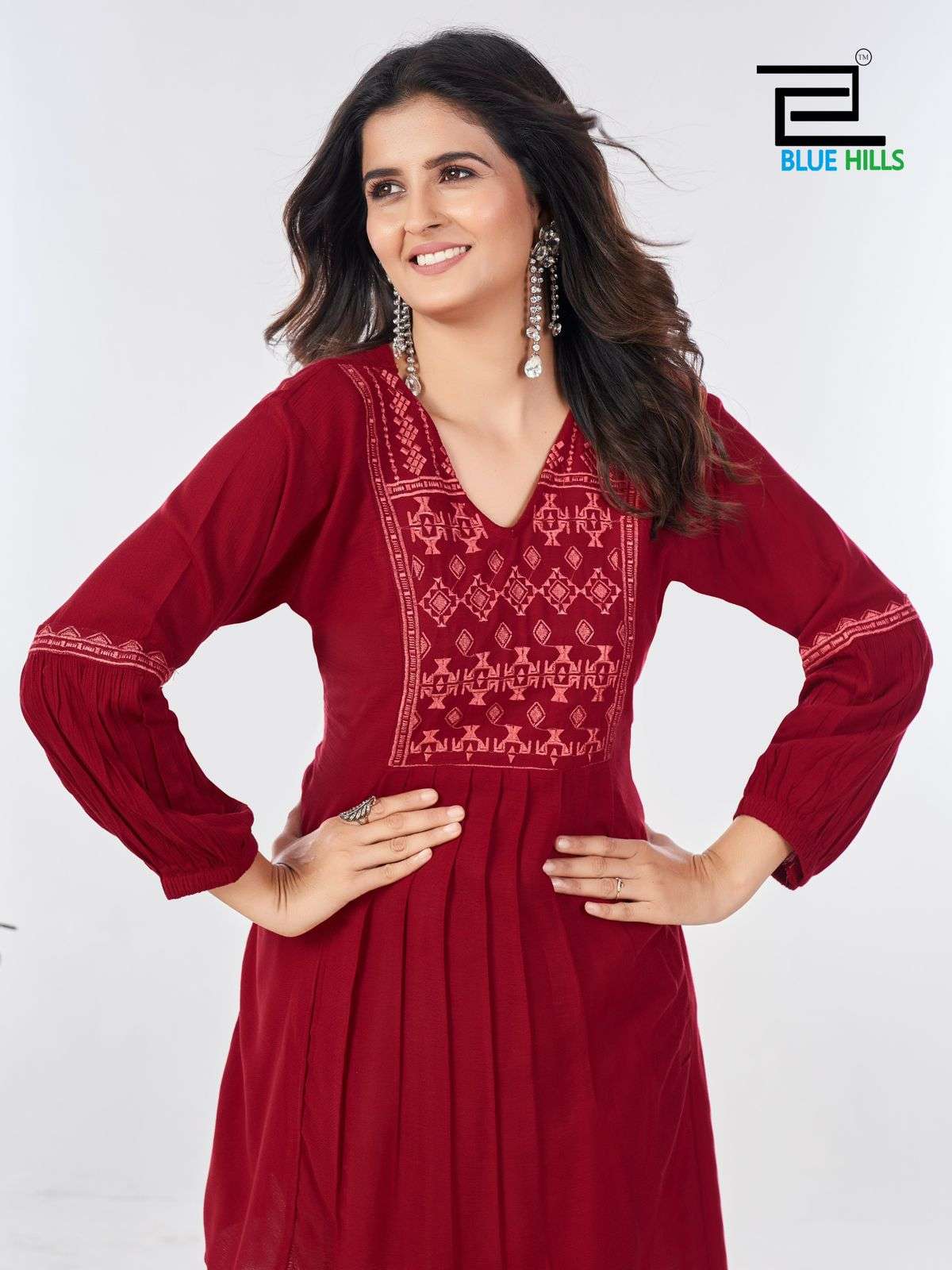 MANU BHAKER BY BLUE HILLS RAYON FABRIC WITH RINKLE WORK TOUCH SHORT TUNICS 