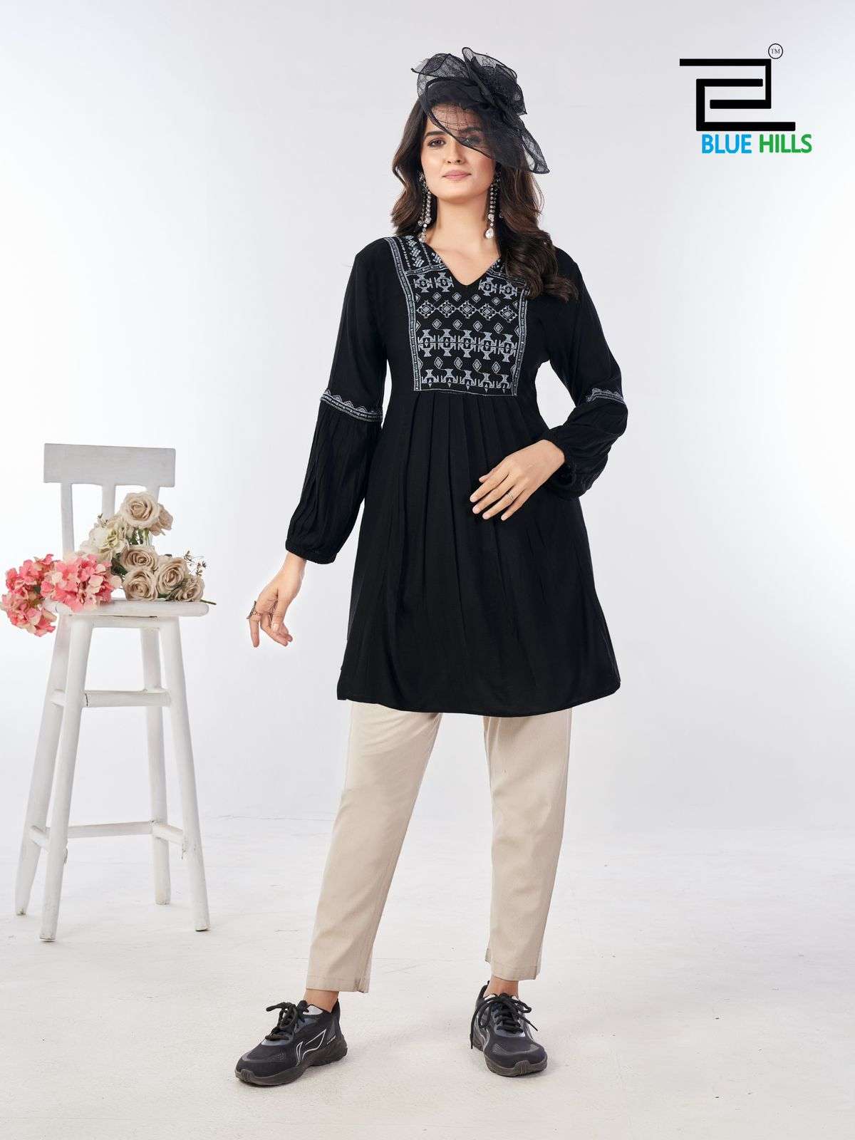 MANU BHAKER BY BLUE HILLS RAYON FABRIC WITH RINKLE WORK TOUCH SHORT TUNICS 