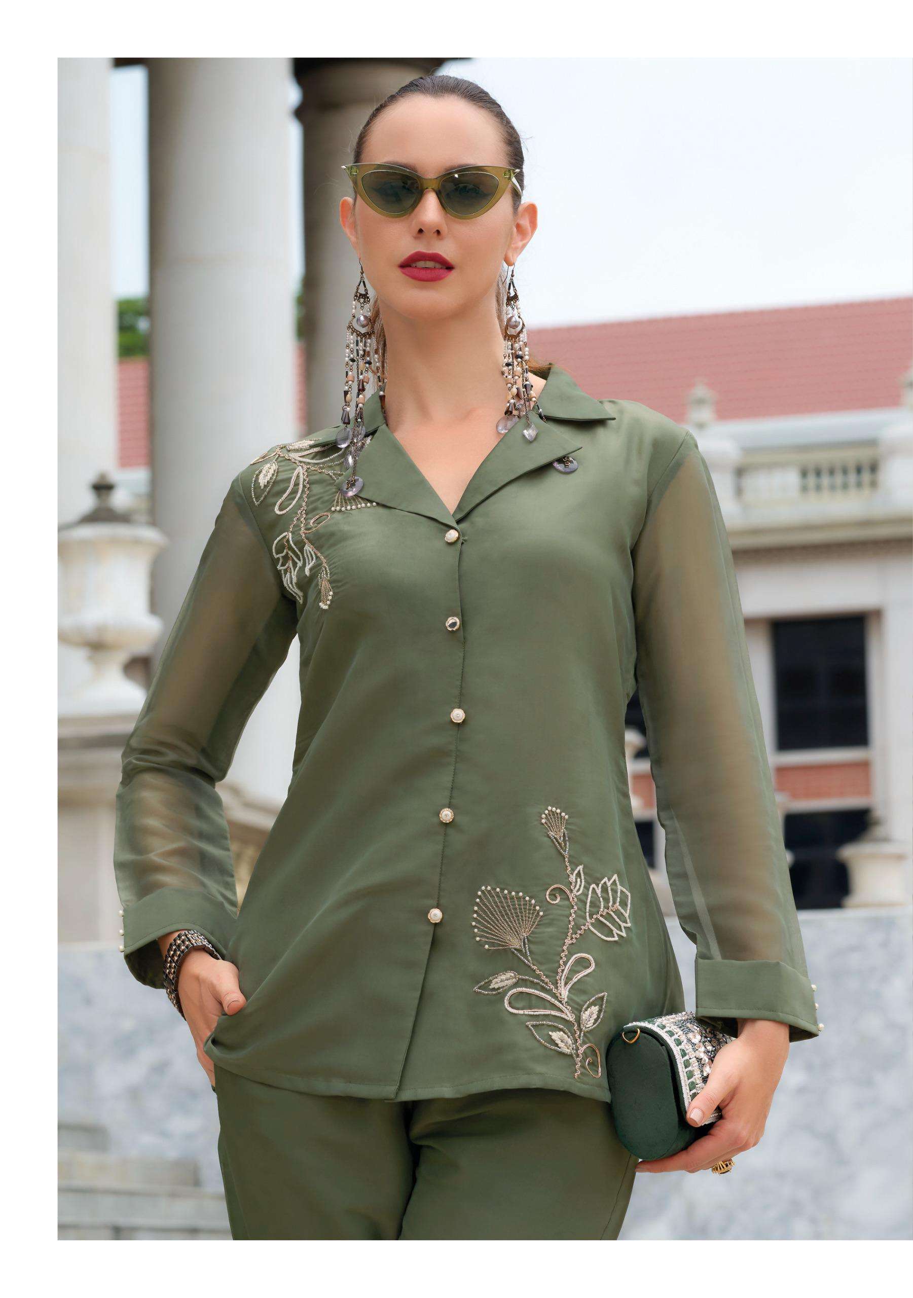 MARBLES VOL-5 BY LADY LEELA VISCOSE ORGANZA FABRIC PURE HANDWORK STYLISH CO-ORD SET WITH DESIGNER PANT 