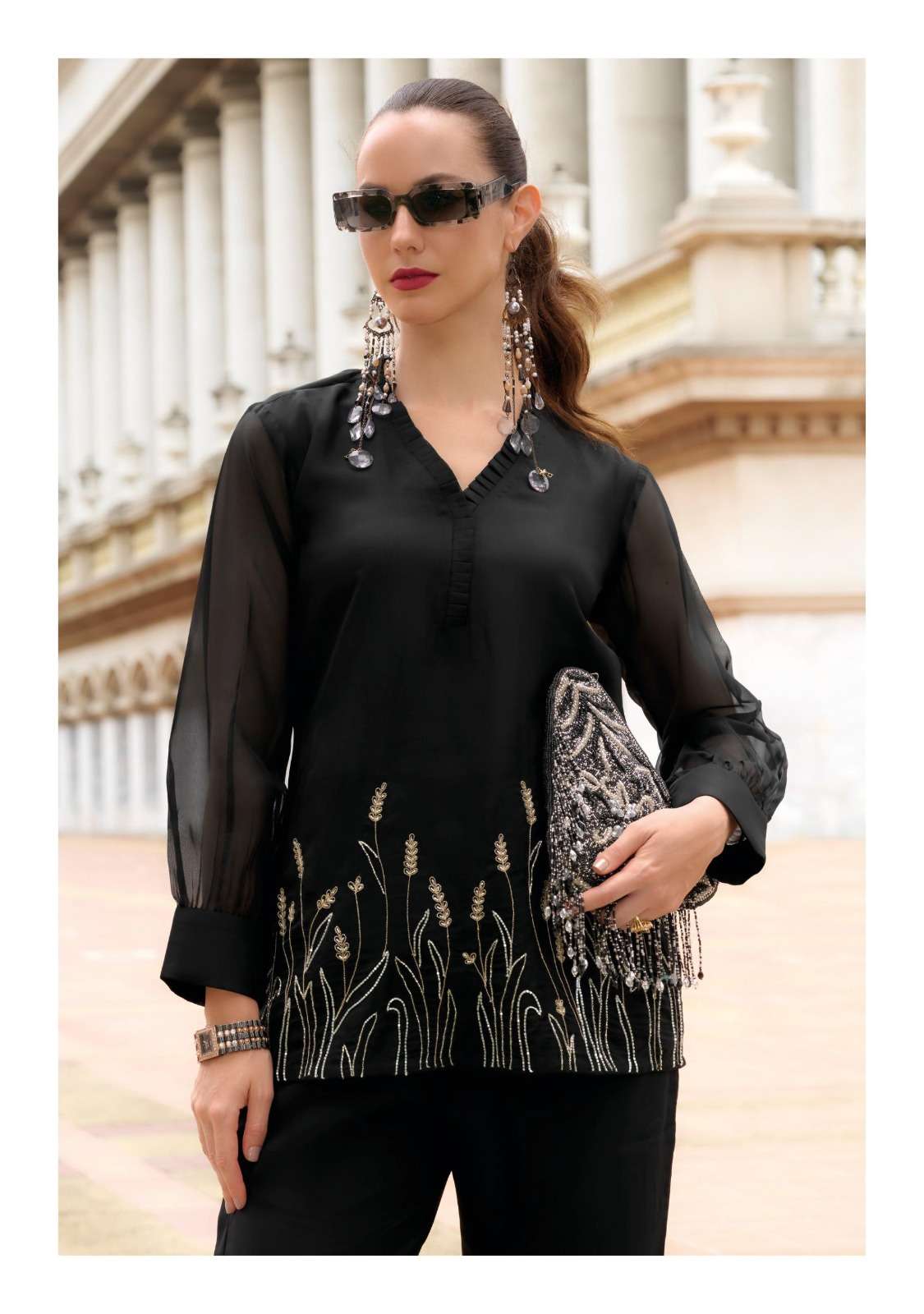 MARBLES VOL-5 DESIGN NO- 201 BY LADY LEELA VISCOSE ORGANZA FABRIC PURE HANDWORK STYLISH CO-ORD SET WITH DESIGNER PANT  