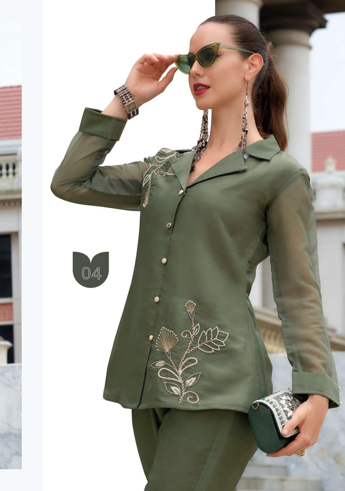 MARBLES VOL-5 DESIGN NO- 204 BY LADY LEELA VISCOSE ORGANZA FABRIC PURE HANDWORK STYLISH CO-ORD SET WITH DESIGNER PANT  