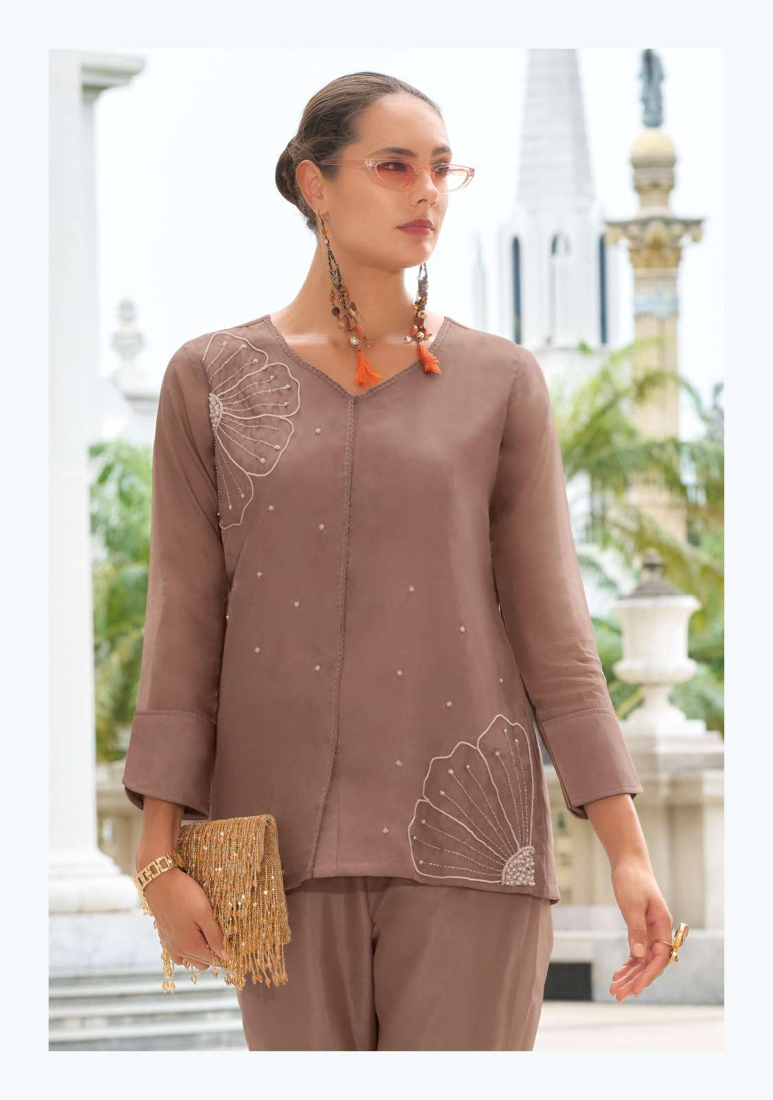 MARBLES VOL-5 DESIGN NO- 206 BY LADY LEELA VISCOSE ORGANZA FABRIC PURE HANDWORK STYLISH CO-ORD SET WITH DESIGNER PANT  