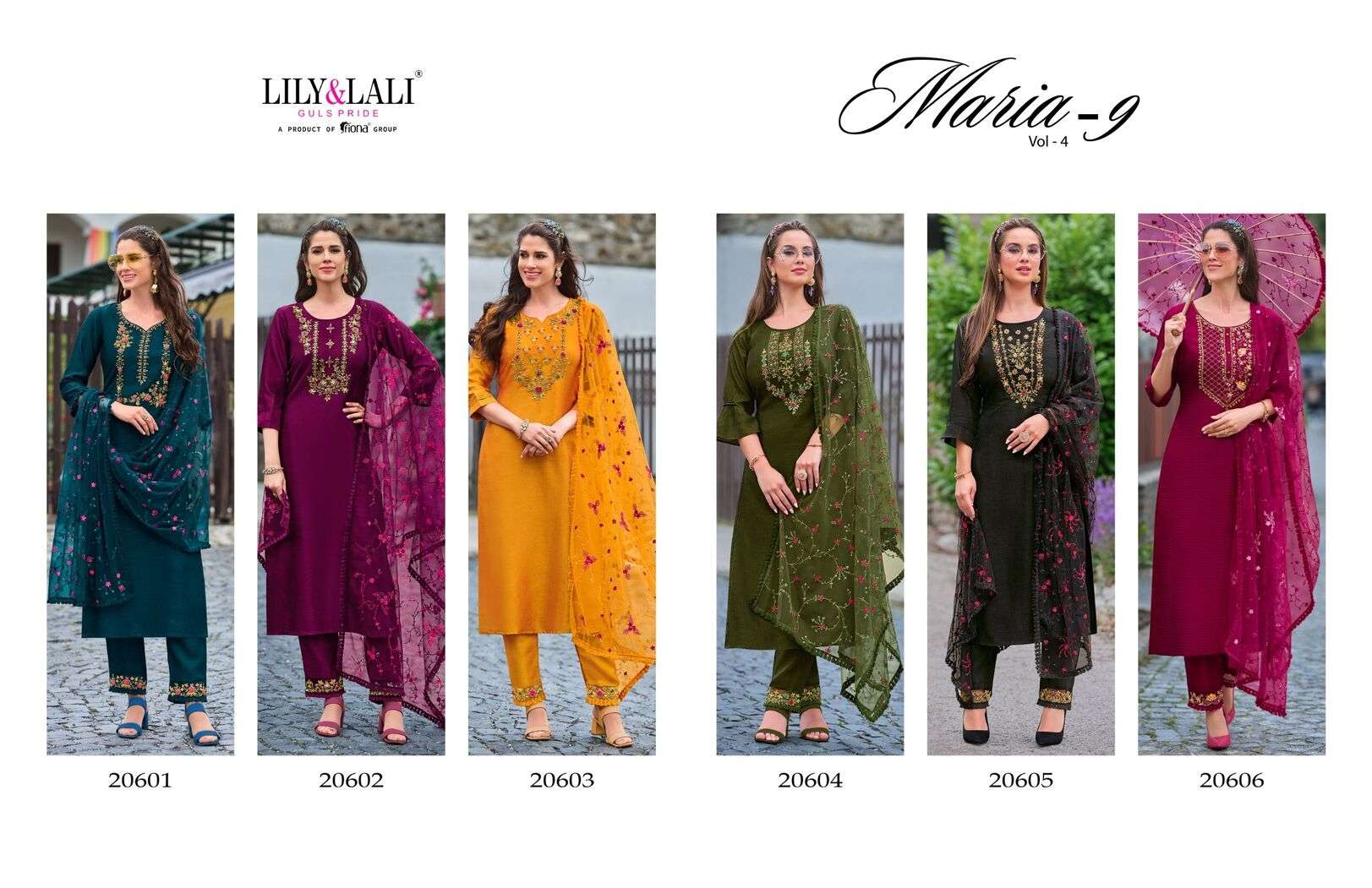 MARIA VOL-9 BY LILY & LALI VICHITRA SILK HEAVY EMBROIDERY HANDWORK KURTI PANT DUPATTA WITH POCKET 