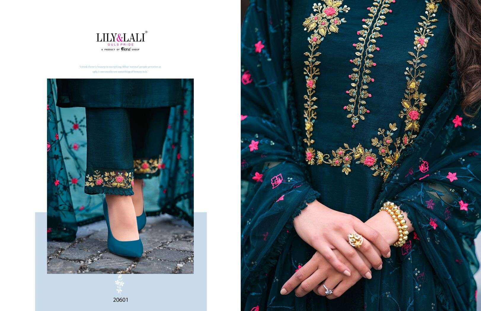 MARIA VOL-9 BY LILY & LALI VICHITRA SILK HEAVY EMBROIDERY HANDWORK KURTI PANT DUPATTA WITH POCKET 