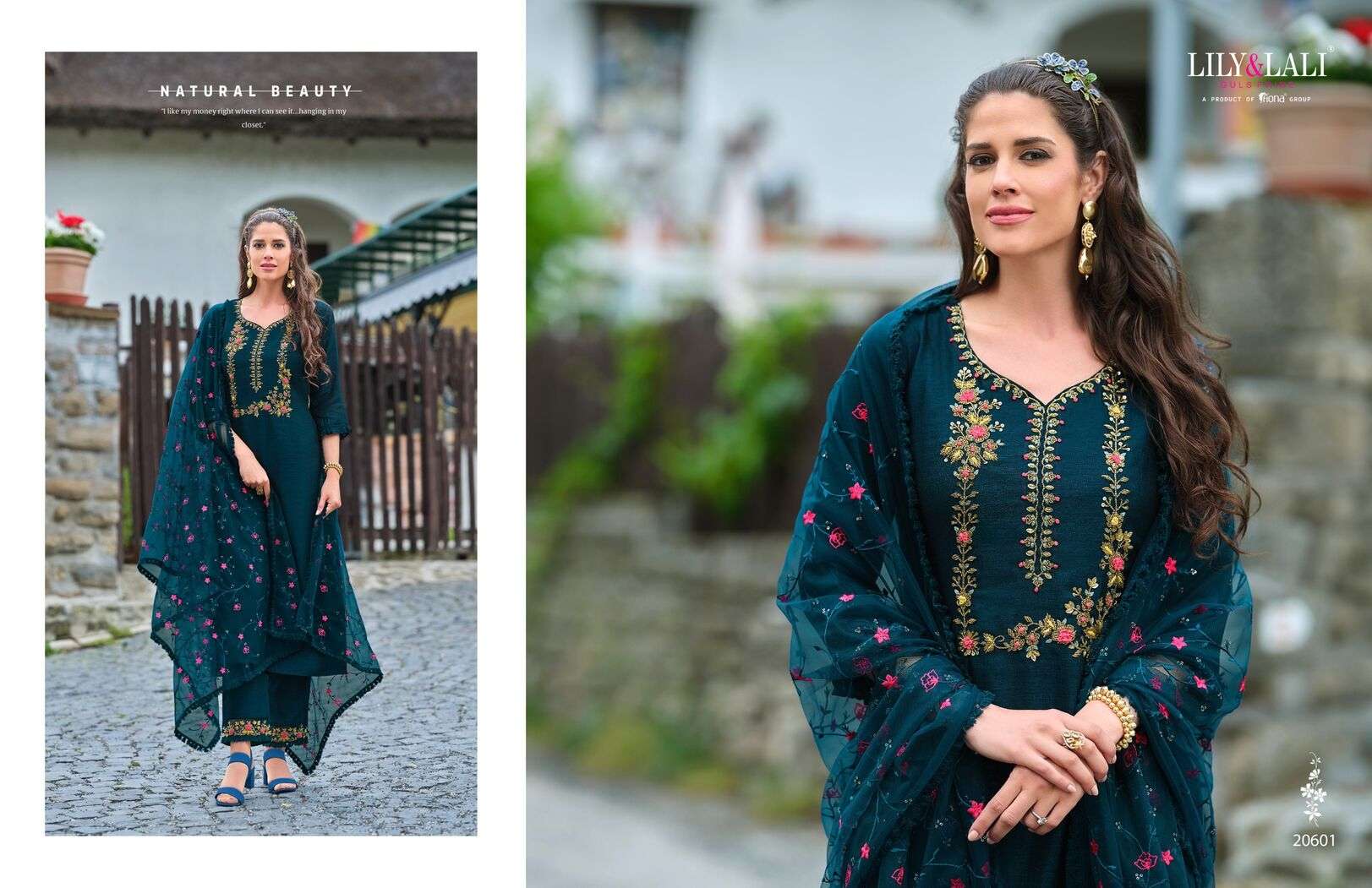 MARIA VOL-9 BY LILY & LALI VICHITRA SILK HEAVY EMBROIDERY HANDWORK KURTI PANT DUPATTA WITH POCKET 