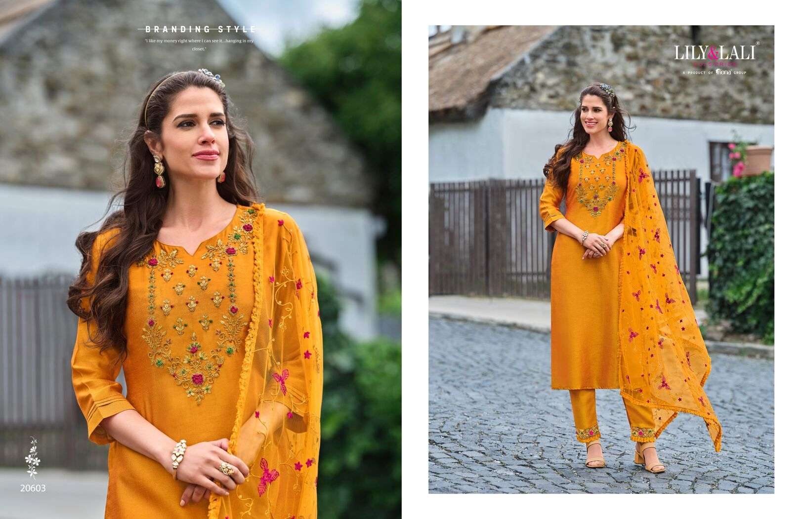 MARIA VOL-9 BY LILY & LALI VICHITRA SILK HEAVY EMBROIDERY HANDWORK KURTI PANT DUPATTA WITH POCKET 
