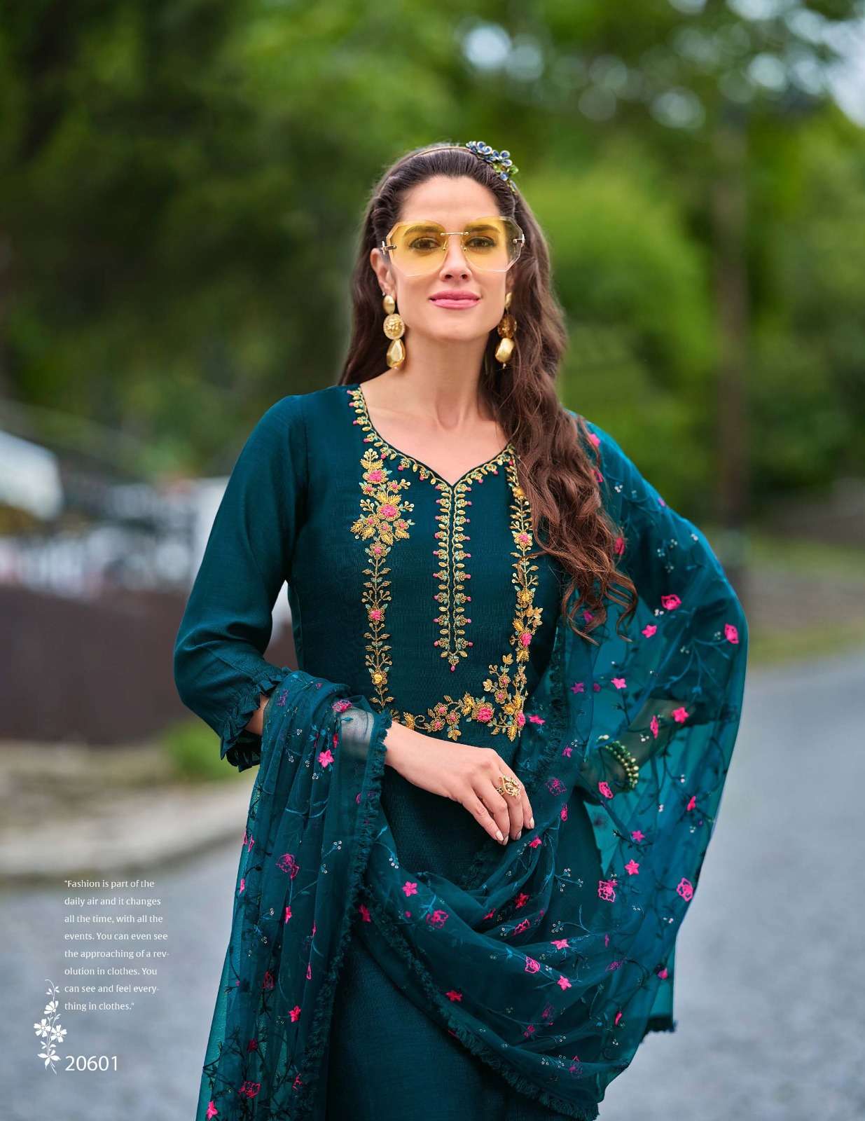 MARIA VOL-9 DESIGN NO-20601 BY LILY & LALI VICHITRA SILK HEAVY EMBROIDERY HANDWORK KURTI PANT DUPATTA WITH POCKET  