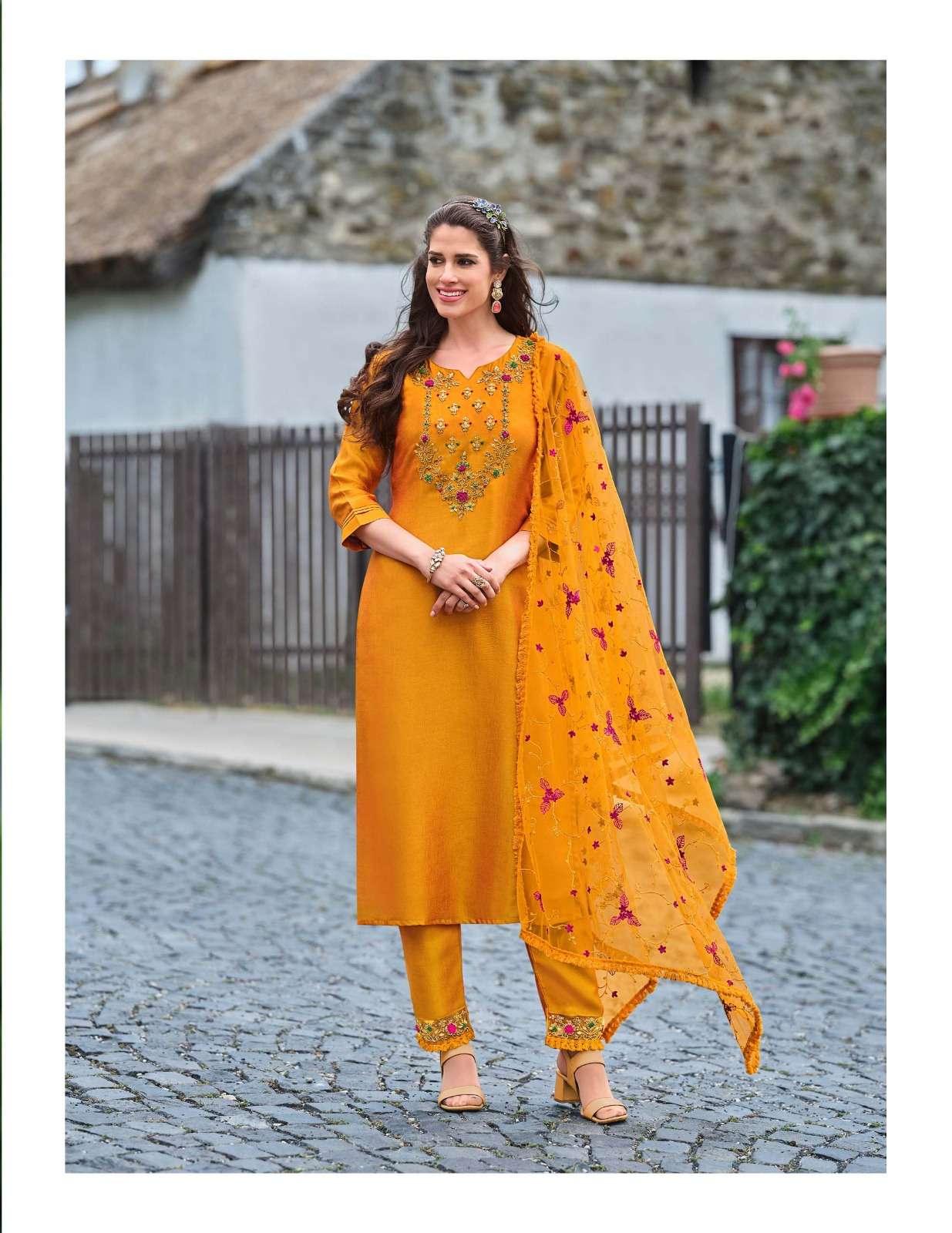 MARIA VOL-9 DESIGN NO-20603 BY LILY & LALI VICHITRA SILK HEAVY EMBROIDERY HANDWORK KURTI PANT DUPATTA WITH POCKET  