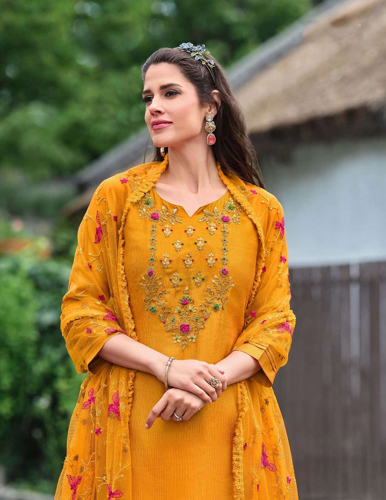 MARIA VOL-9 DESIGN NO-20603 BY LILY & LALI VICHITRA SILK HEAVY EMBROIDERY HANDWORK KURTI PANT DUPATTA WITH POCKET  