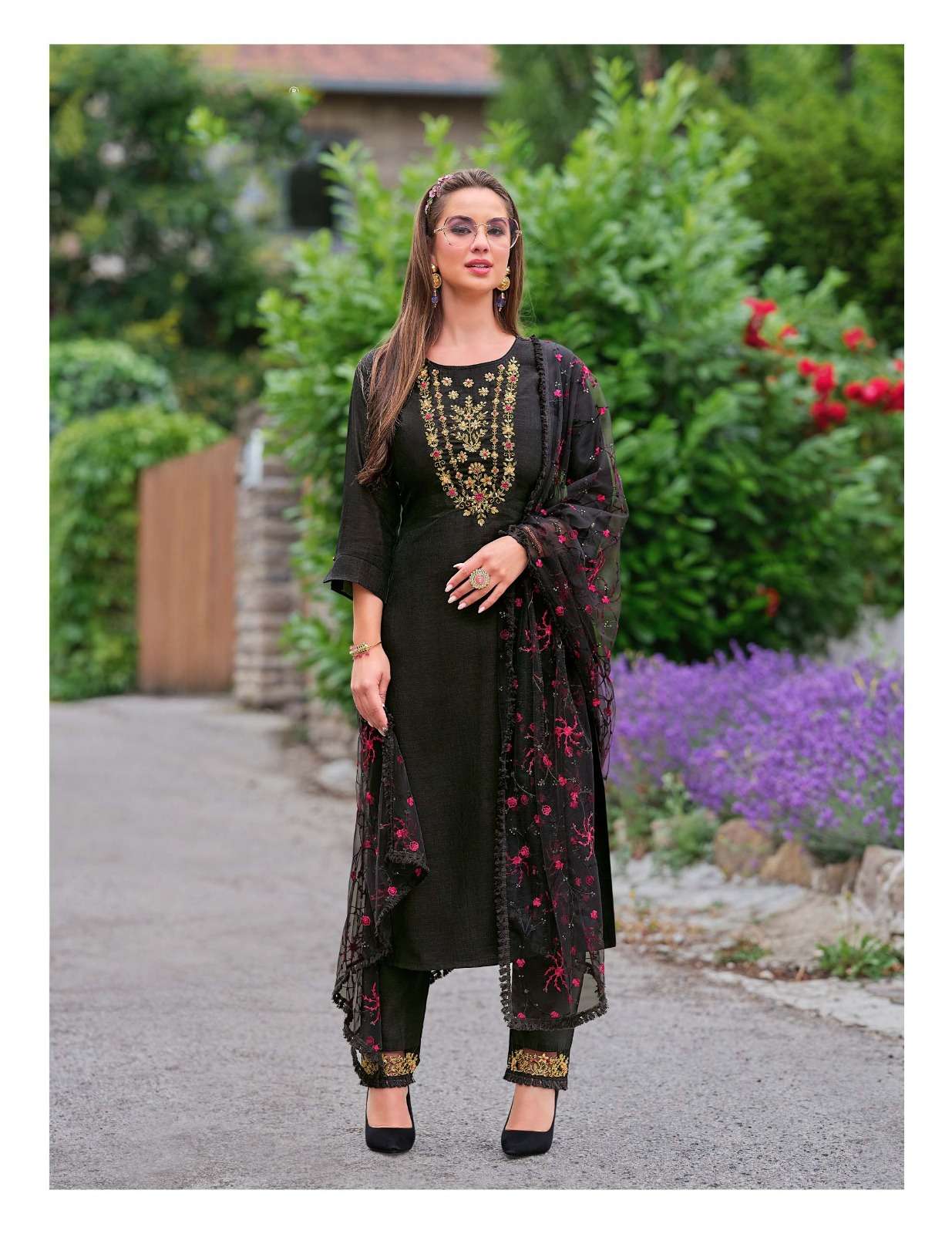 MARIA VOL-9 DESIGN NO-20605 BY LILY & LALI VICHITRA SILK HEAVY EMBROIDERY HANDWORK KURTI PANT DUPATTA WITH POCKET  