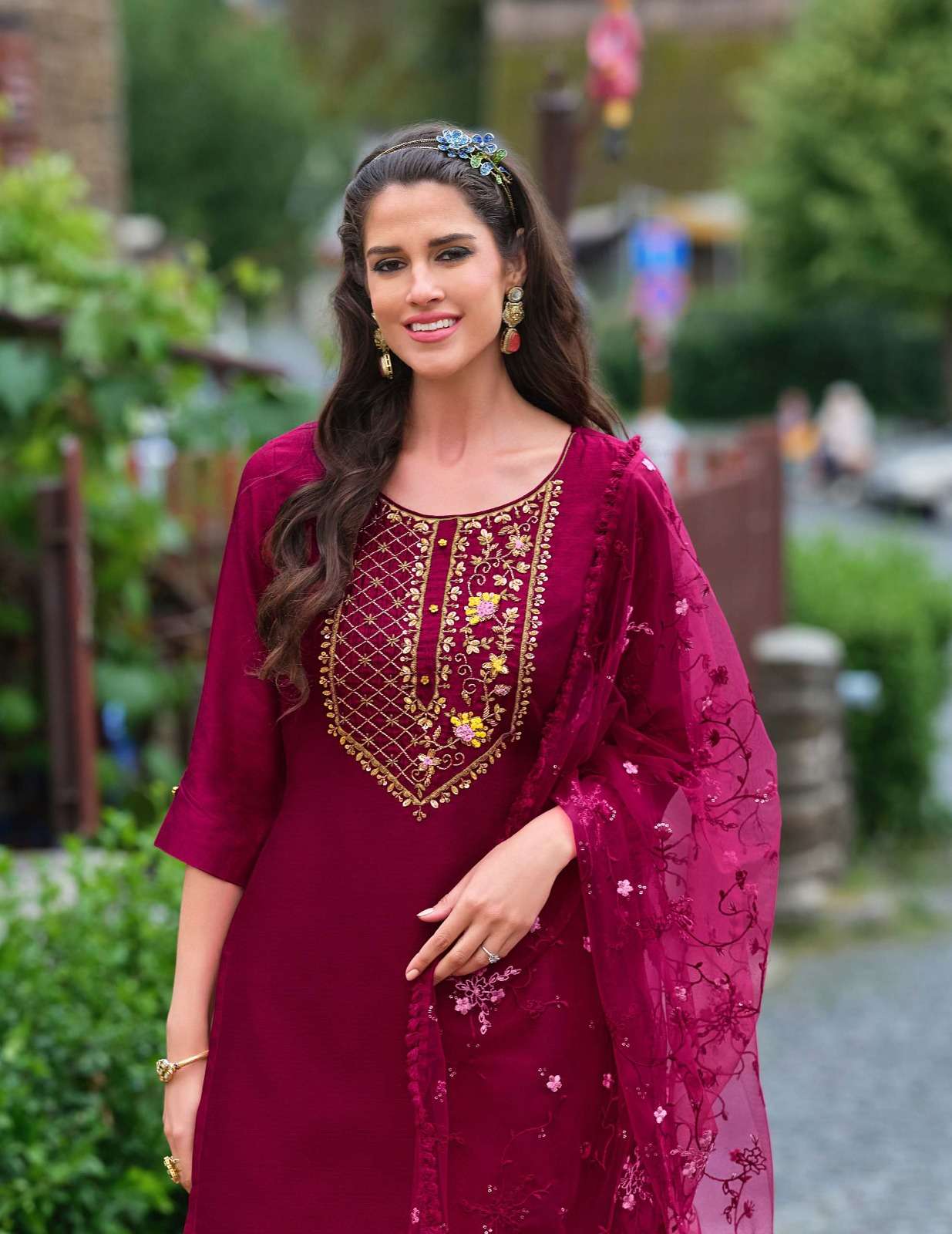 MARIA VOL-9 DESIGN NO-20606 BY LILY & LALI VICHITRA SILK HEAVY EMBROIDERY HANDWORK KURTI PANT DUPATTA WITH POCKET  