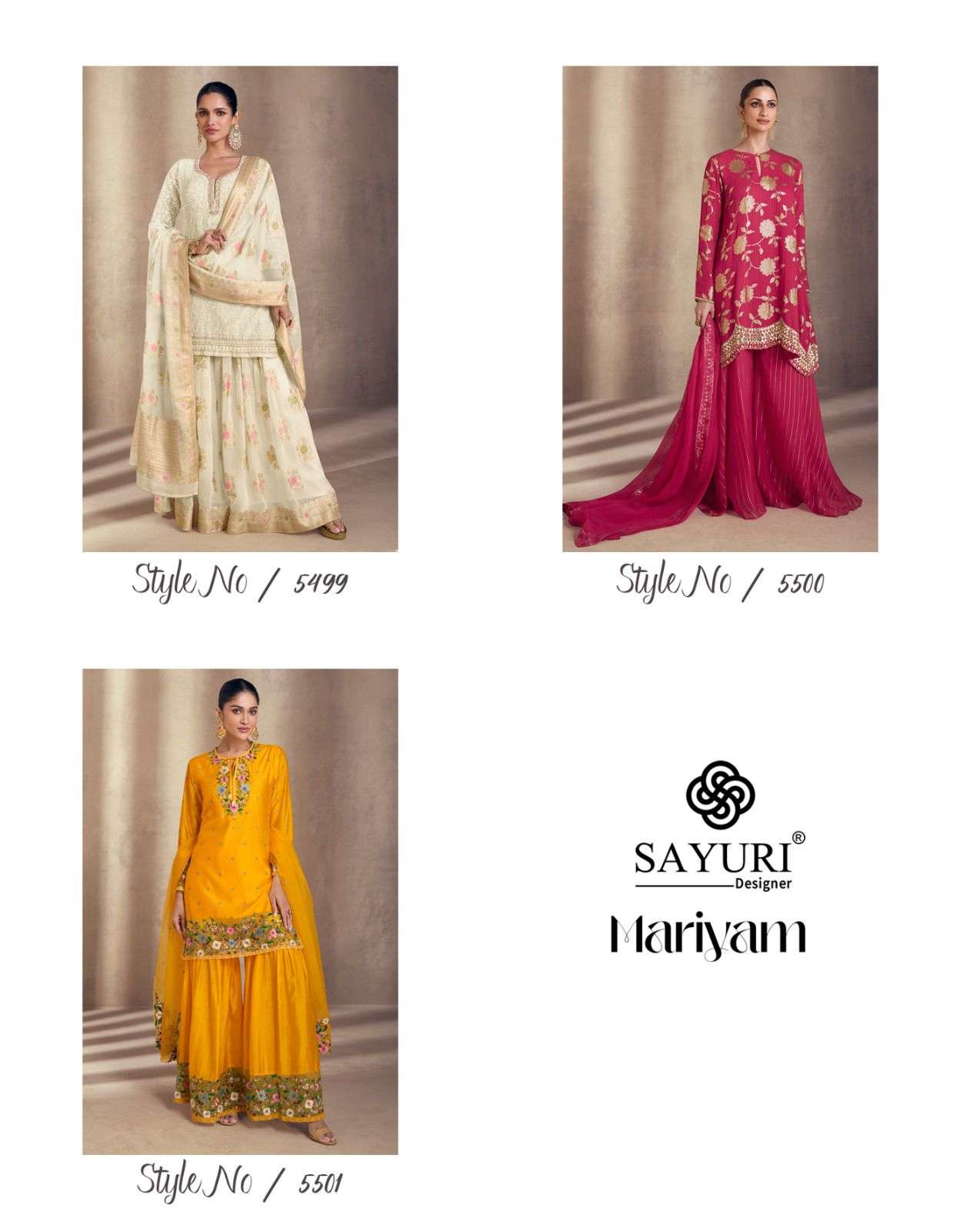 MARIYAM BY SAYURI DESIGNER REAL PREMIUM SILK HEAVY EMBROIDERY KURTI PLAZO WITH PRINTED DUPATTA 