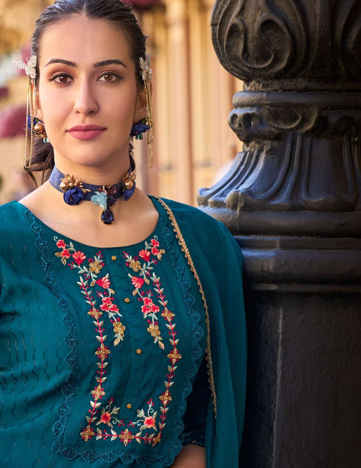 MEHWISH DESIGN NO-21001 BY LILY & LALI JACQUARD SILK KURTI DUPATTA WITH AFGHANI STYLE BOTTOM  