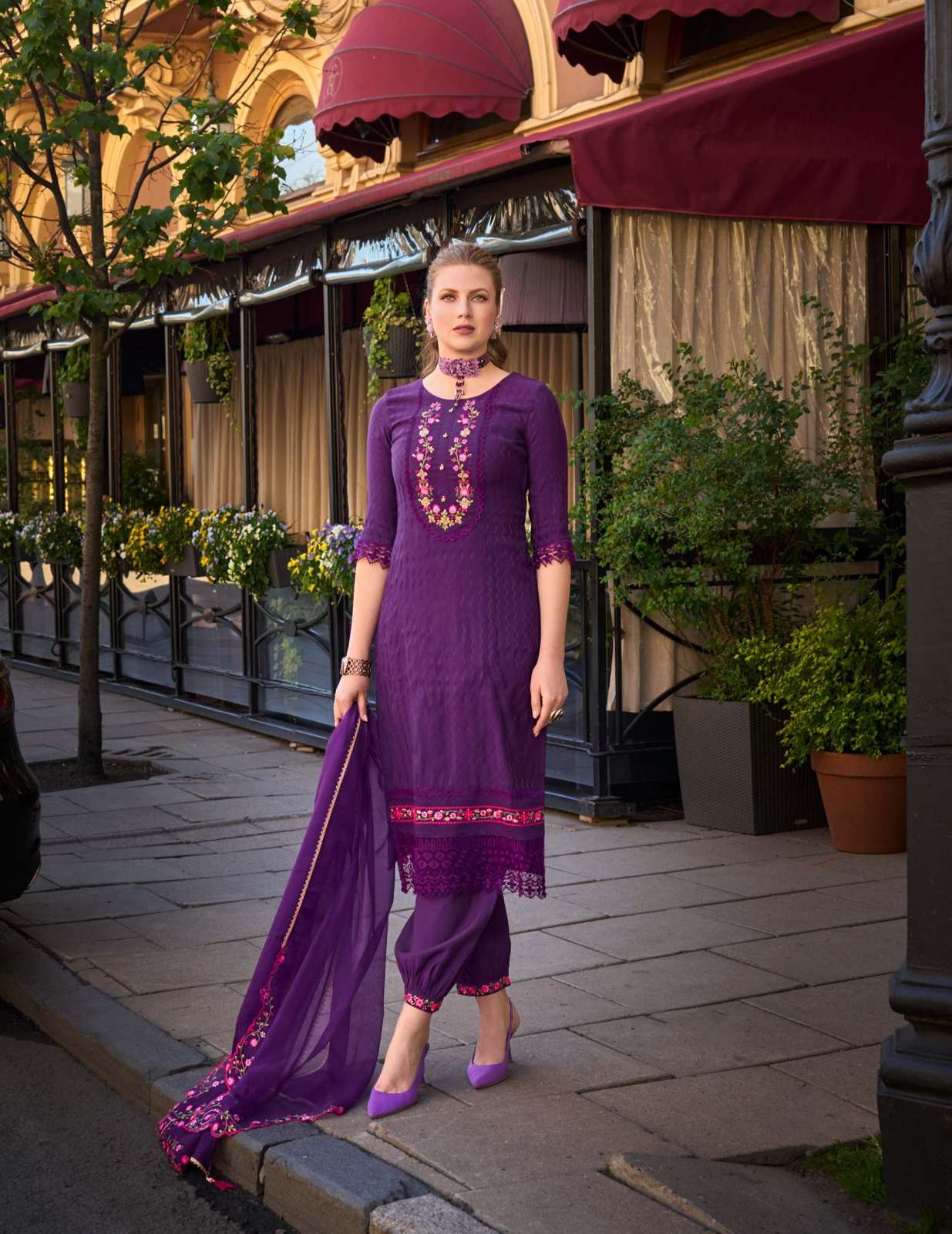 MEHWISH DESIGN NO-21004 BY LILY & LALI JACQUARD SILK KURTI DUPATTA WITH AFGHANI STYLE BOTTOM  