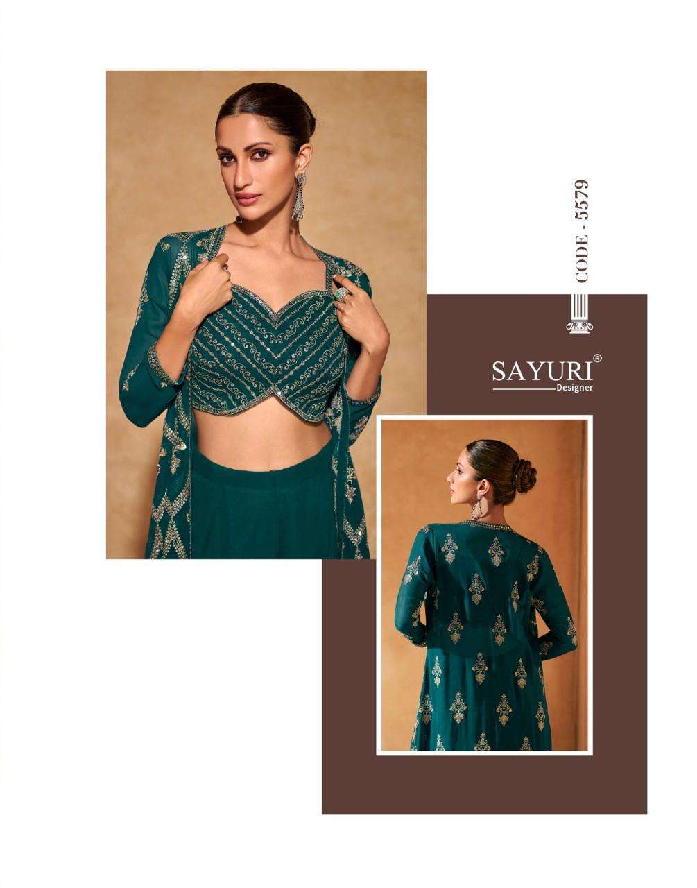 MERAKI BY SAYURI DESIGNER REAL GEORGETTE HEAVY EMBROIDERY CROP TOP PLAZO WITH DUPATTA 